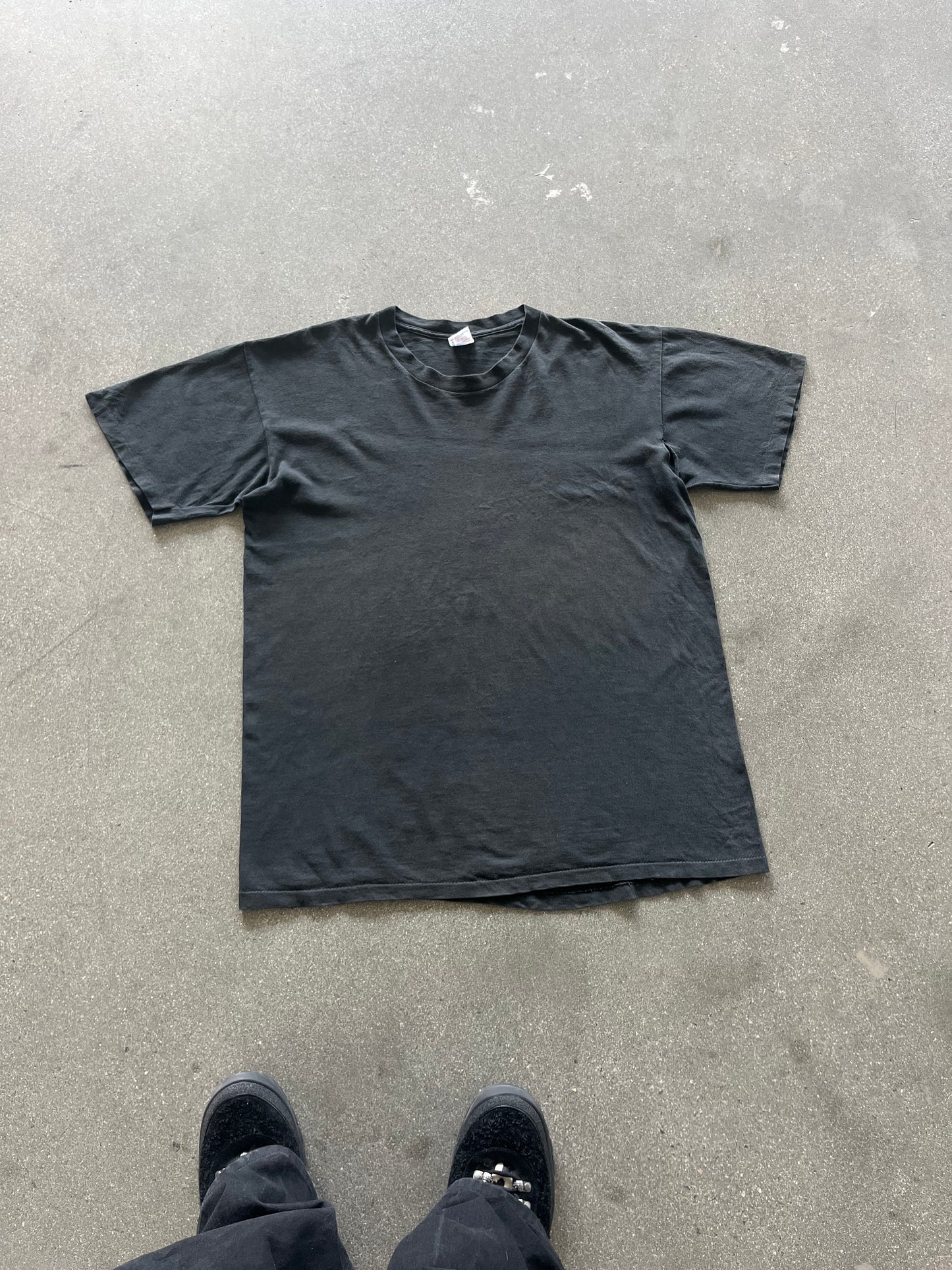 90’S FADED BLACK BLANK TEE - L