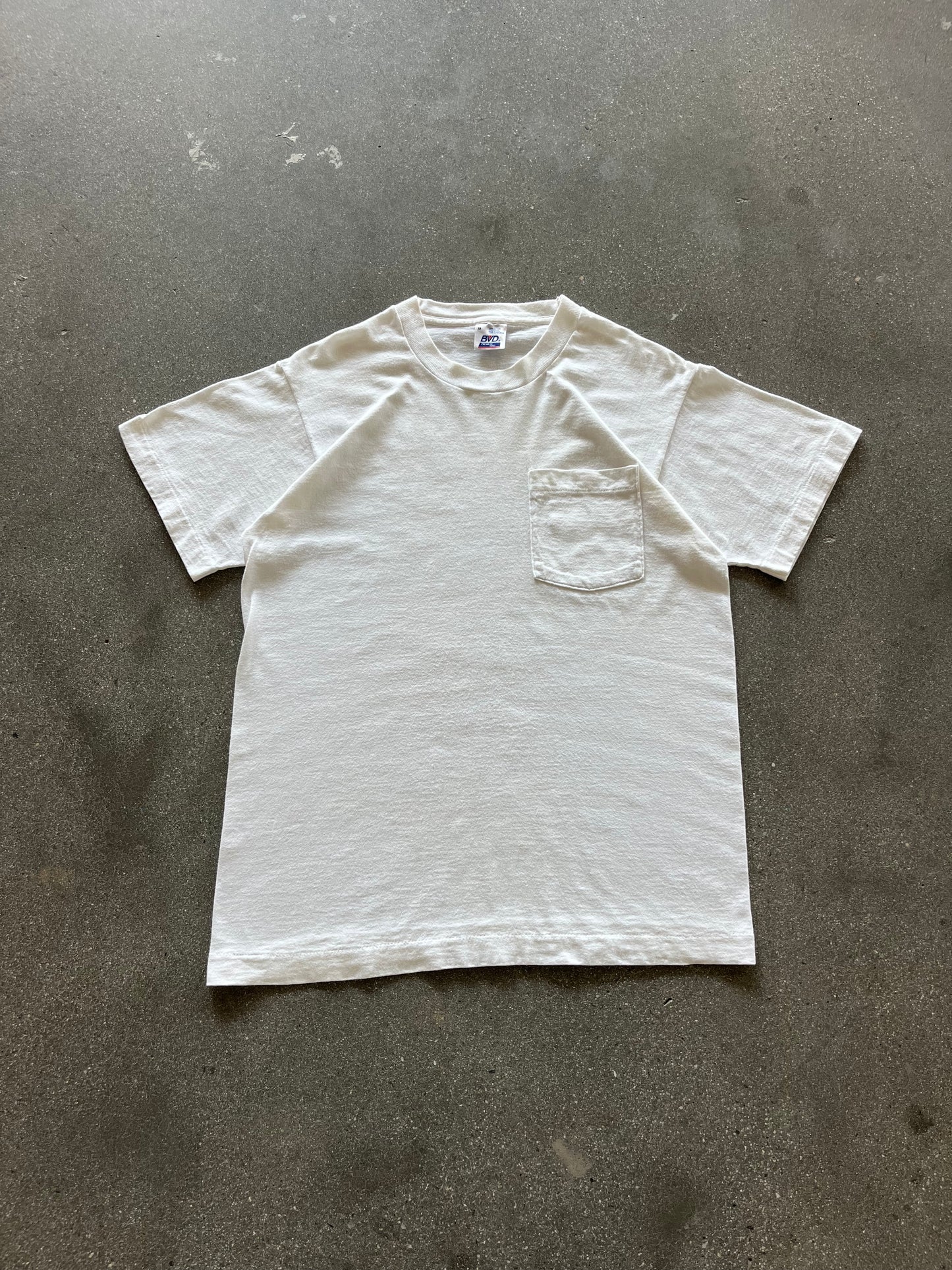 90’S BVD WHITE SELVEDGE POCKET TEE - M