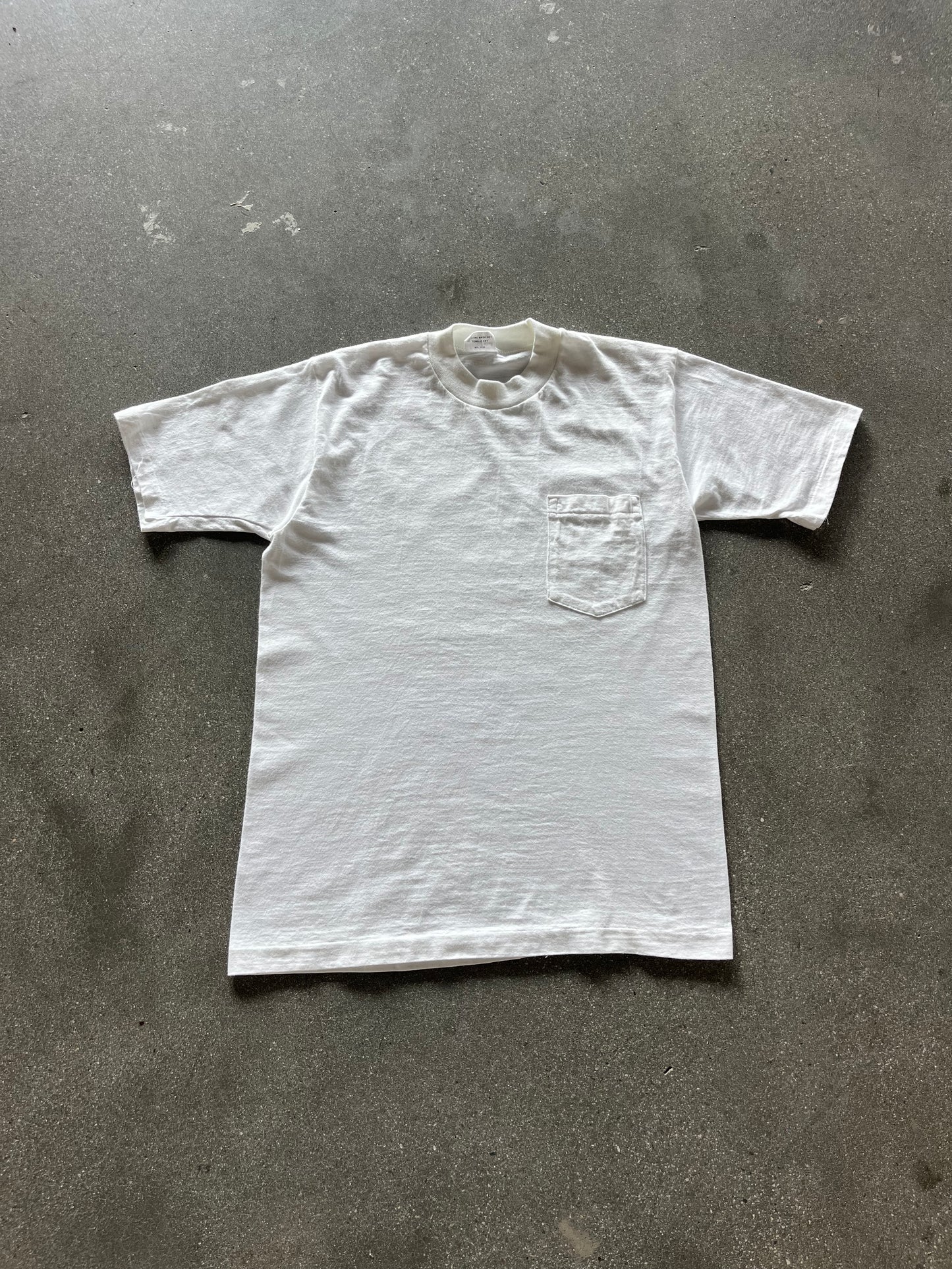 70’S WHITE SLUB SELVEDGE POCKET TEE - M
