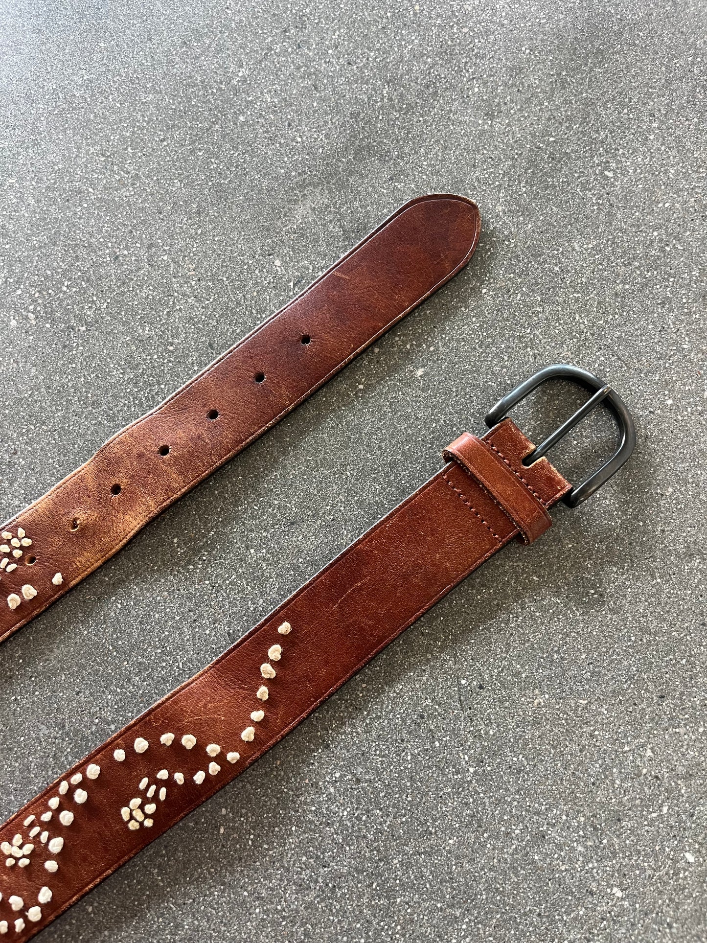 2000’S ABERCROMBIE BROWN LEATHER SEWN BELT - 31-35