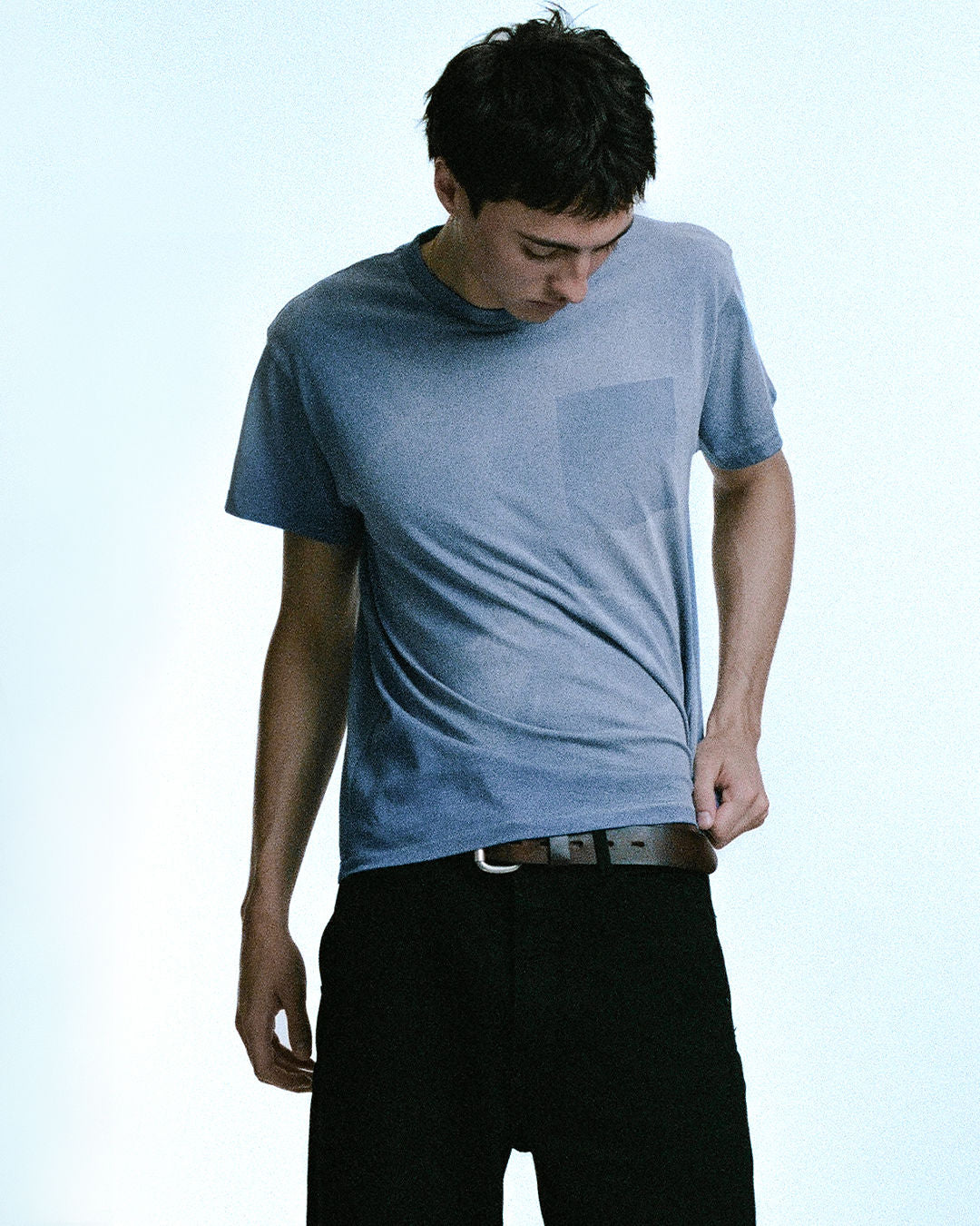 BABY BLUE GHOST POCKET TEE (MADE TO ORDER)