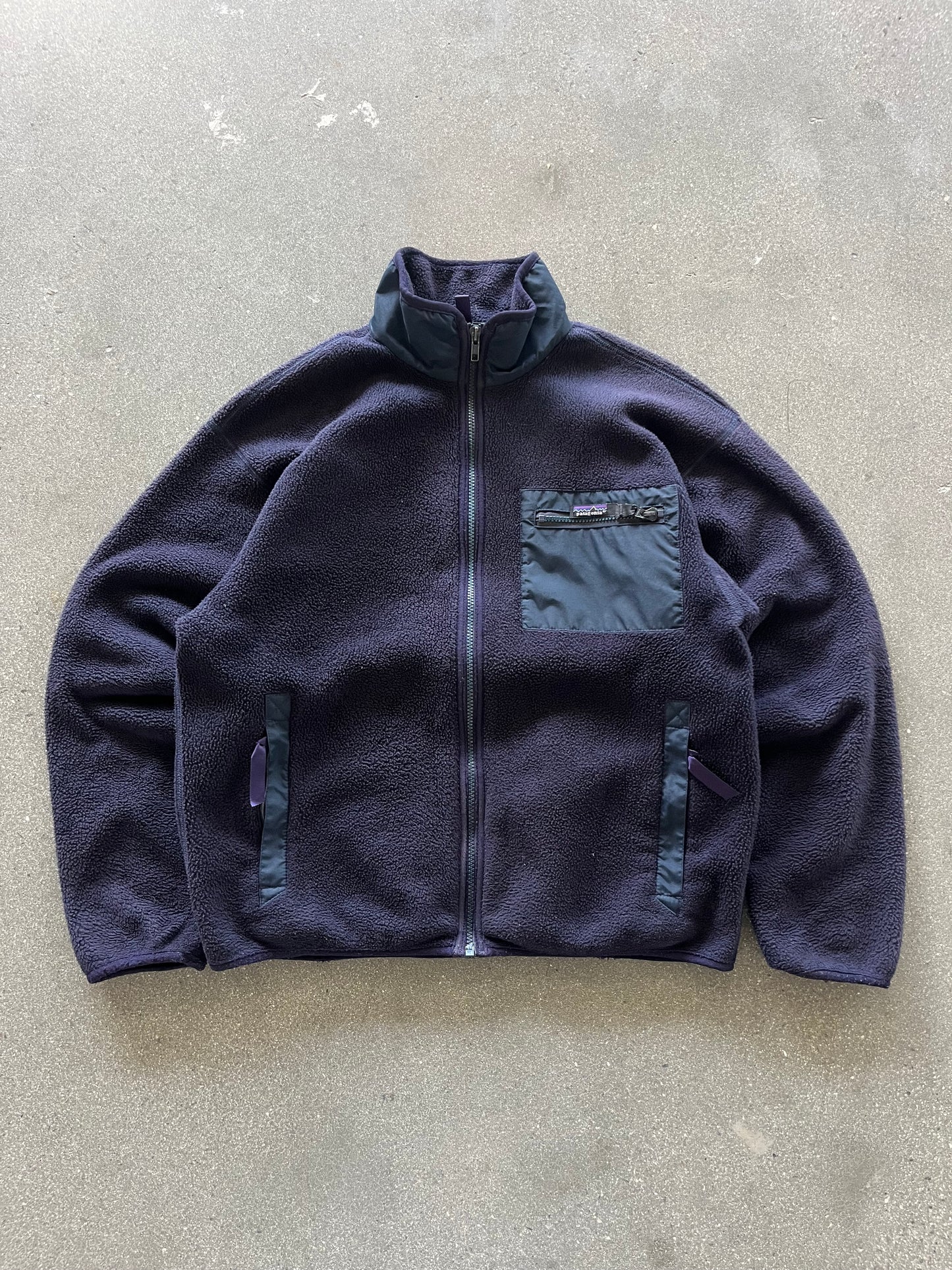 90’S GRAPE PURPLE PATAGONIA DEEP PILE FLEECE JACKET - BOXY L