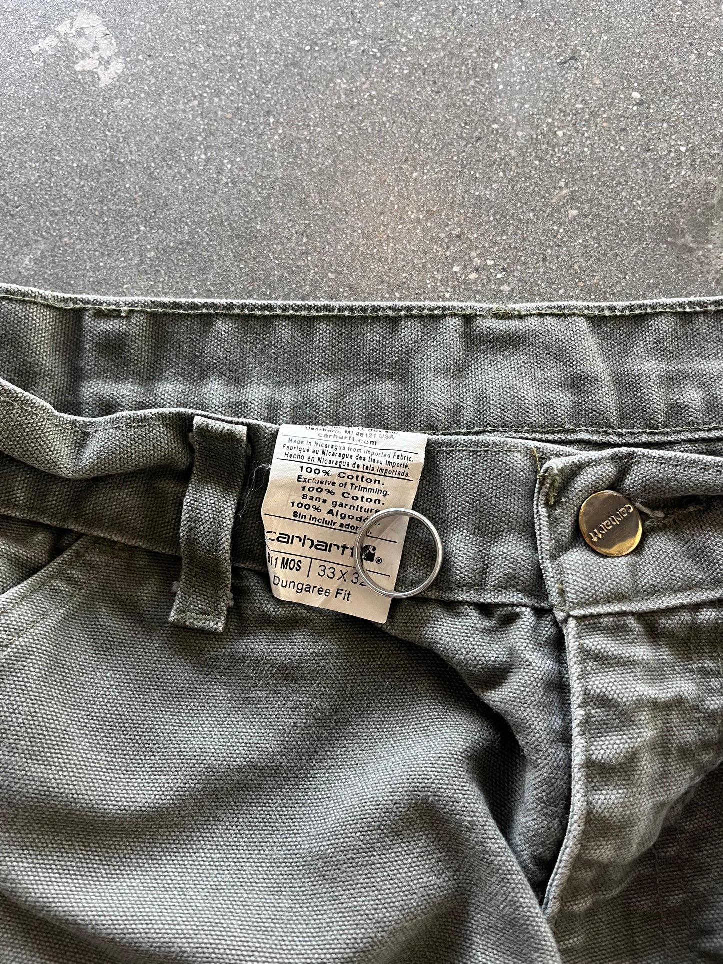90’S FADED GREEN CARHARTT CARPENTER PANTS - 33