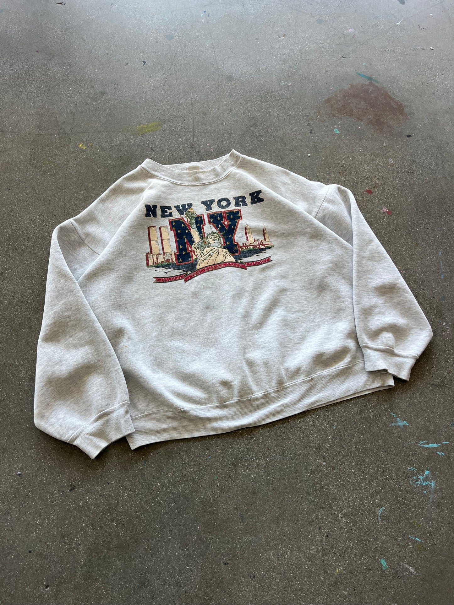 90’S HEATHER GRAY “NEW YORK” CREWNECK - BOXY L/XL