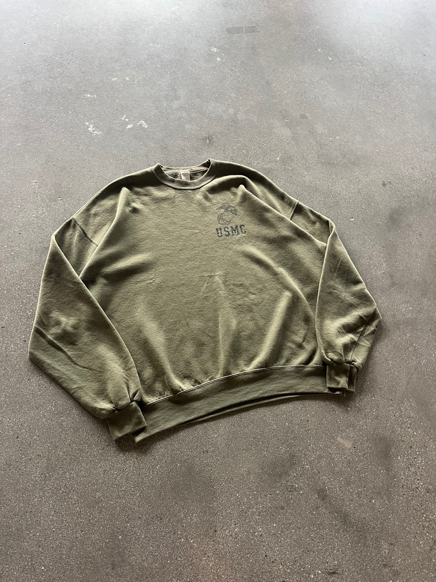 90’S OLIVE “USMC” CREWNECK - BOXY XL/XXL