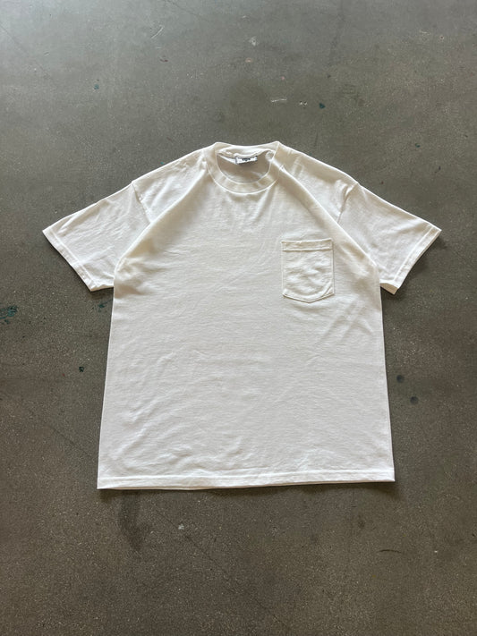90’S WHITE POCKET TEE - L/XL