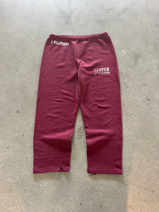 90’S MAROON “COOPER ATHLETICS” RUSSELL SWEATPANTS - L