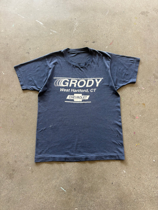 80’S NAVY “GRODY CHEVERON” TEE - M
