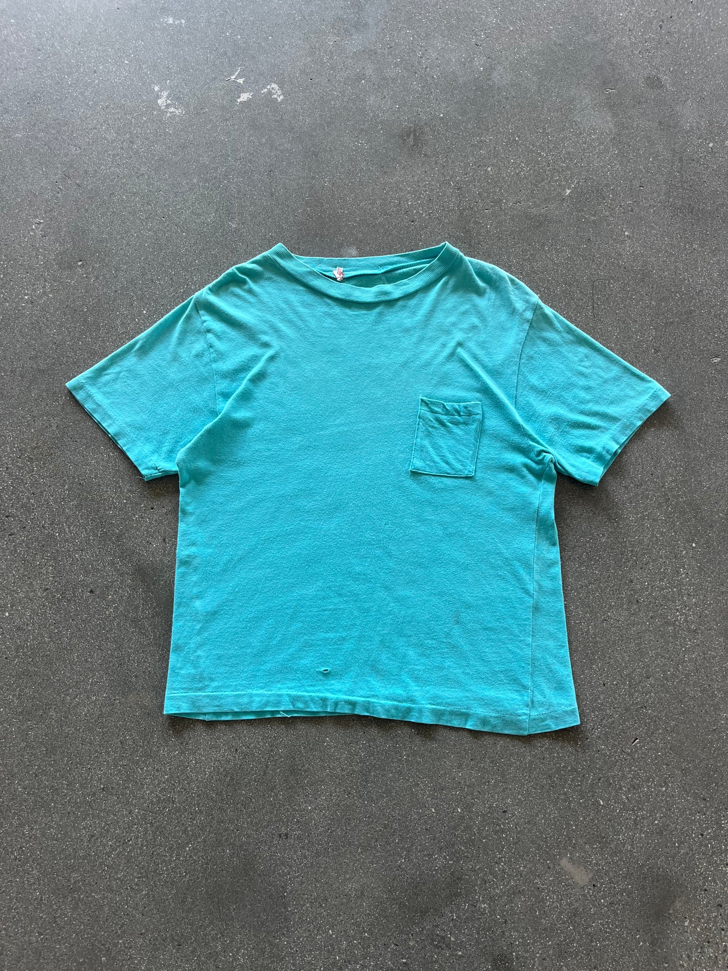 70’S TEAL POCKET TEE - BOXY S