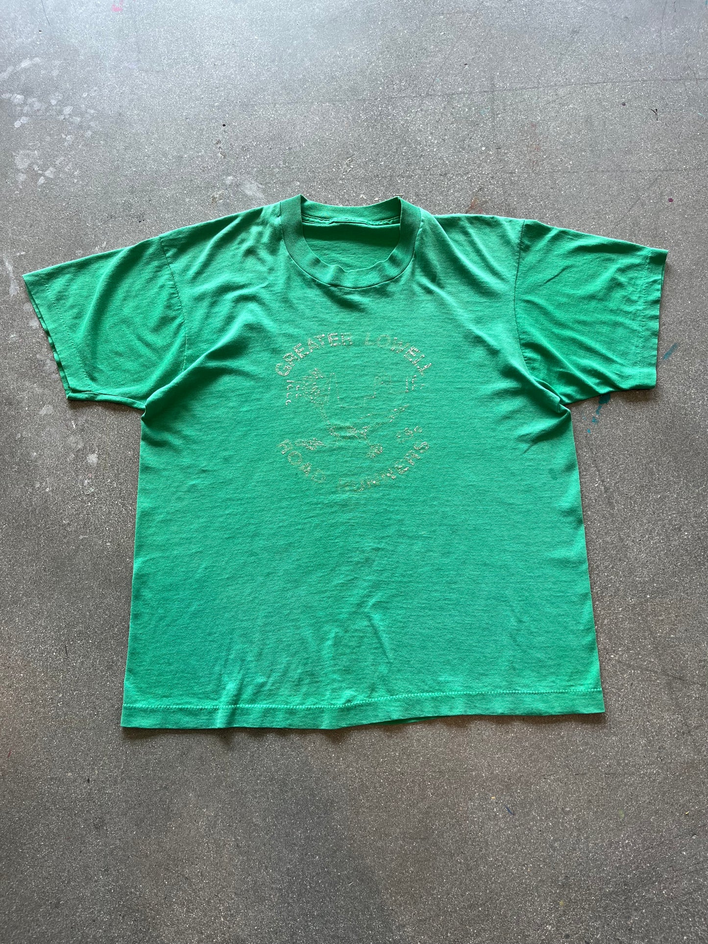 90’S FADED EMERALD GREEN “ROAD RUNNERS” TEE - BOXY L