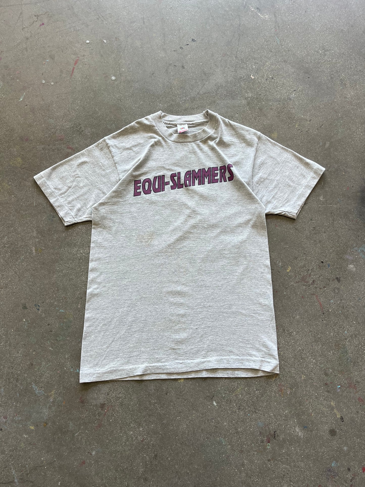 90’S HEATHER GRAY “EQUI-SLAMMERS” TEE - L