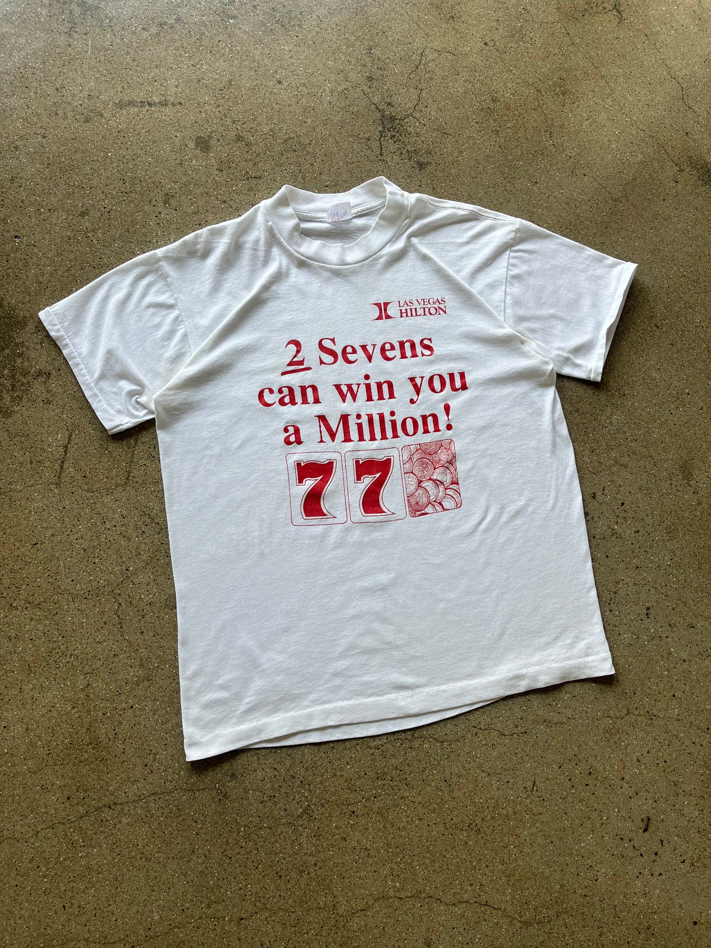 80’S “2 SEVENS” HILTON CASINO TEE - L