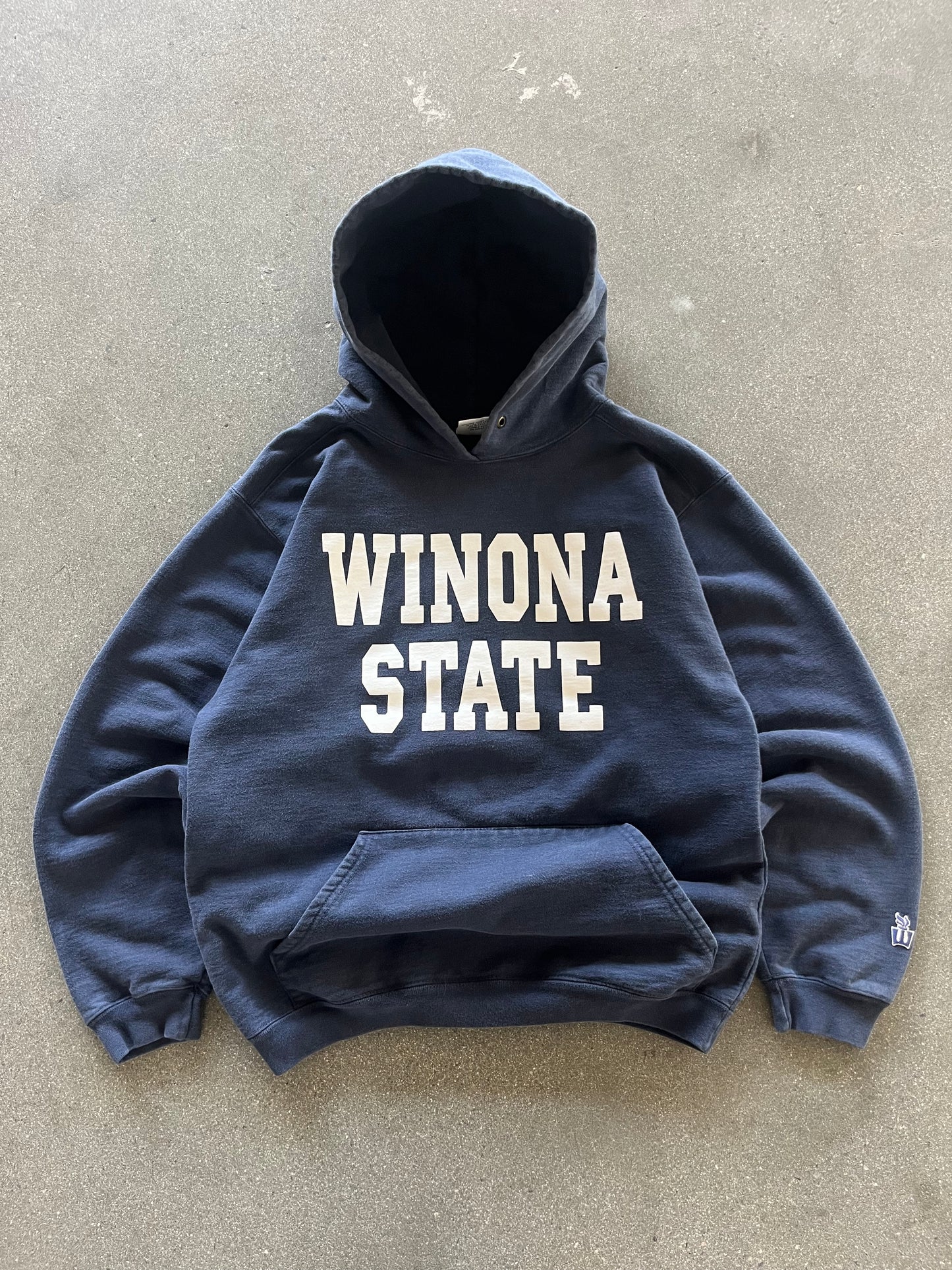 90’S NAVY BLUE “WINONA STATE” HOODIE - BOXY M