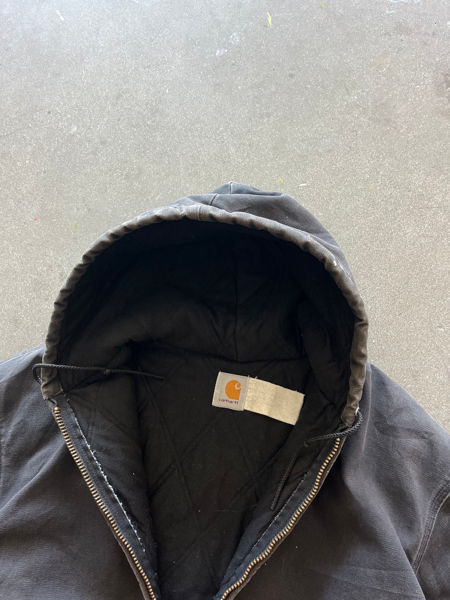 90’S FADED BLACK CARHARTT HOODED JACKET - BOXY L