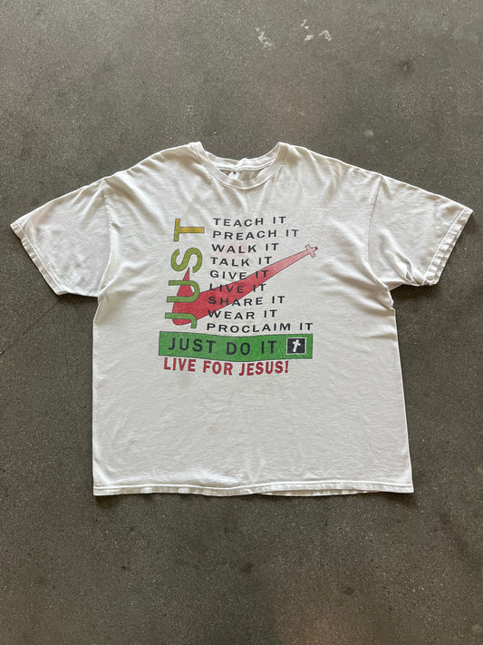 2000’S “LIVE FOR JESUS!” JUST DO IT TEE - BOXY XL/XXL
