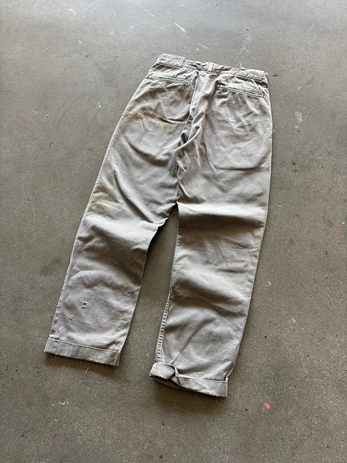60’S UNBRANDED CEMENT THRASHED COTTON CHINOS - 30