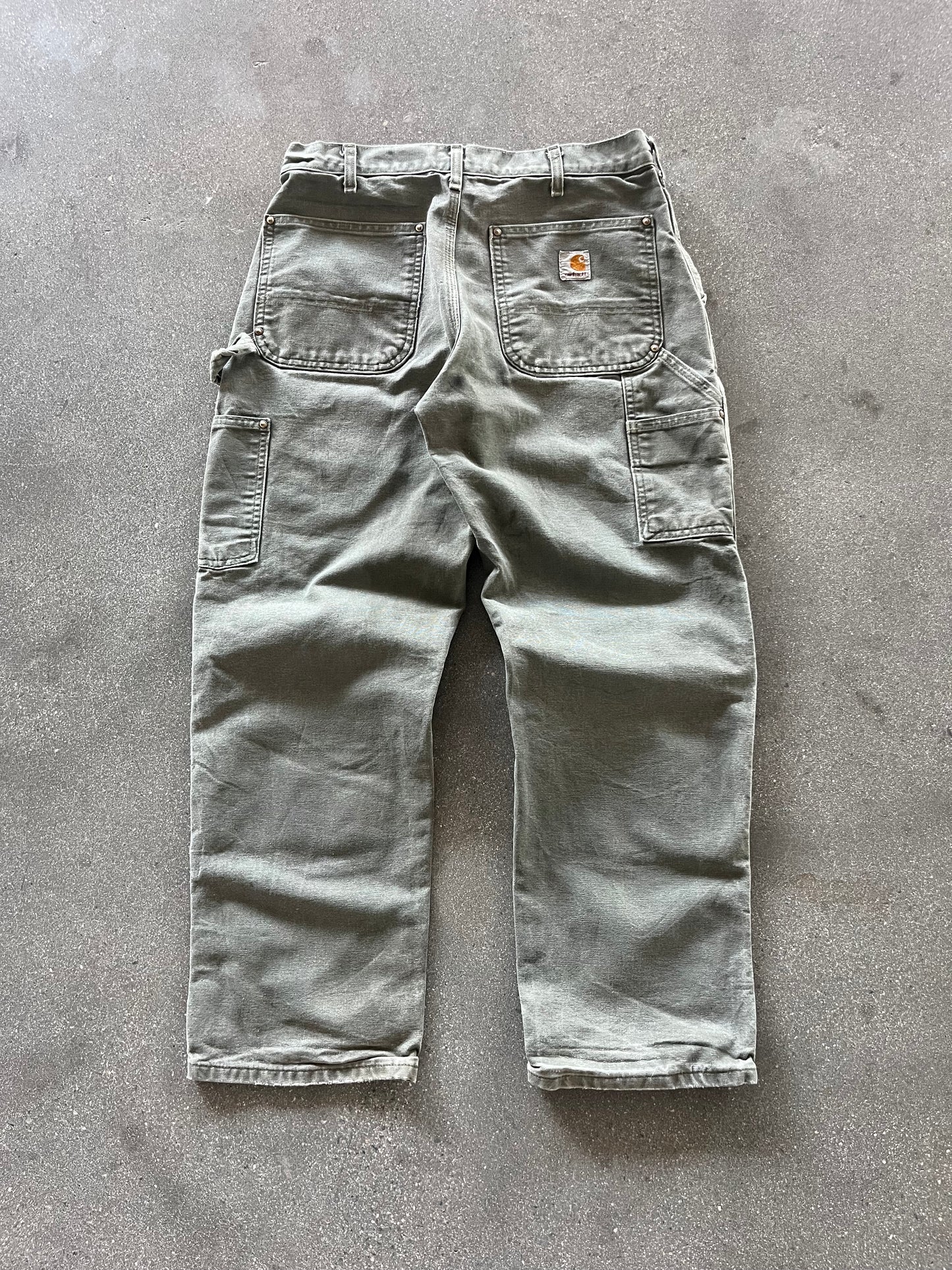 90’S FADED GREEN CARHARTT DOUBLE KNEES - 32