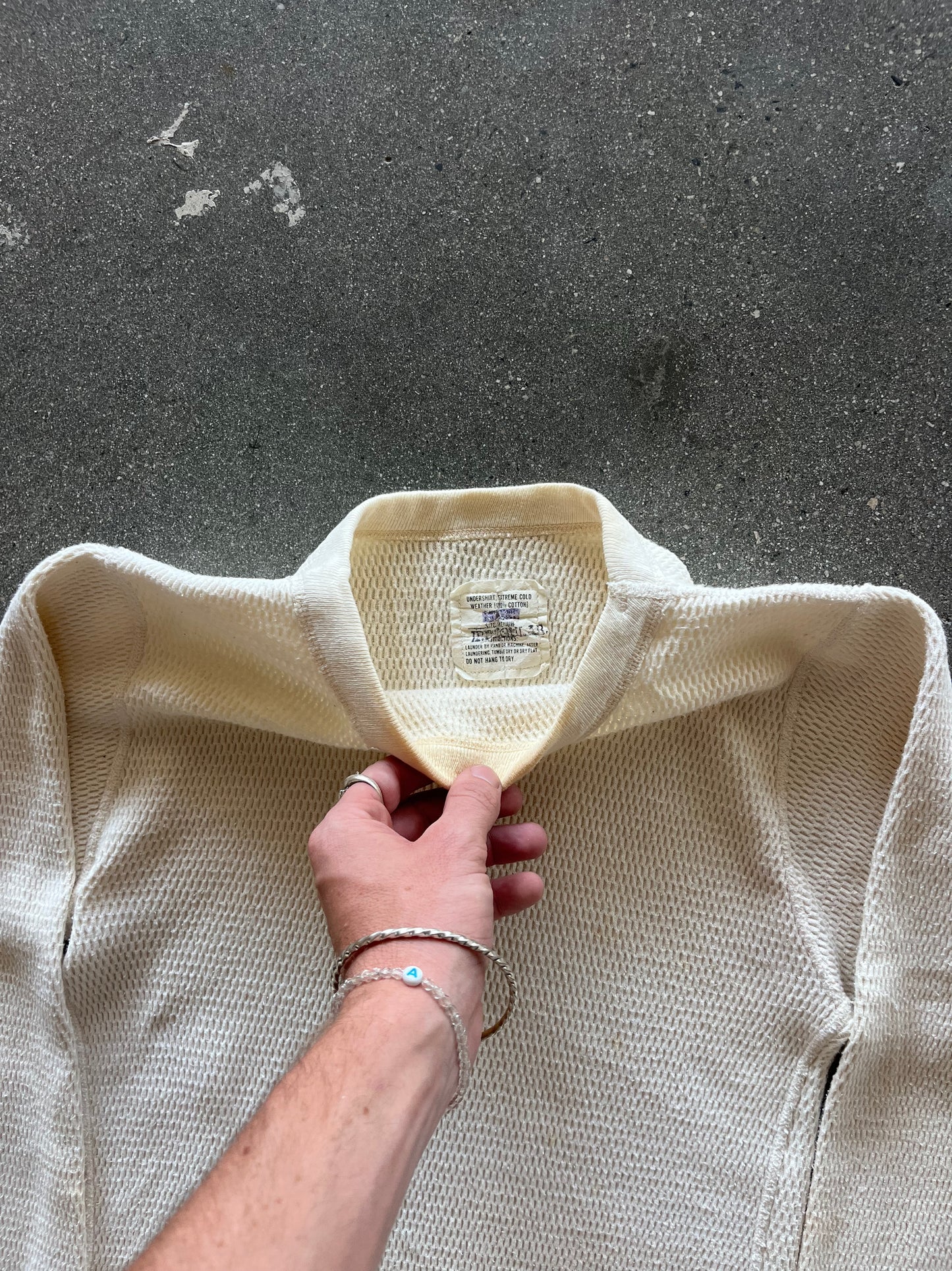 70’S CREAM ARMY WAFFLE THERMAL - M