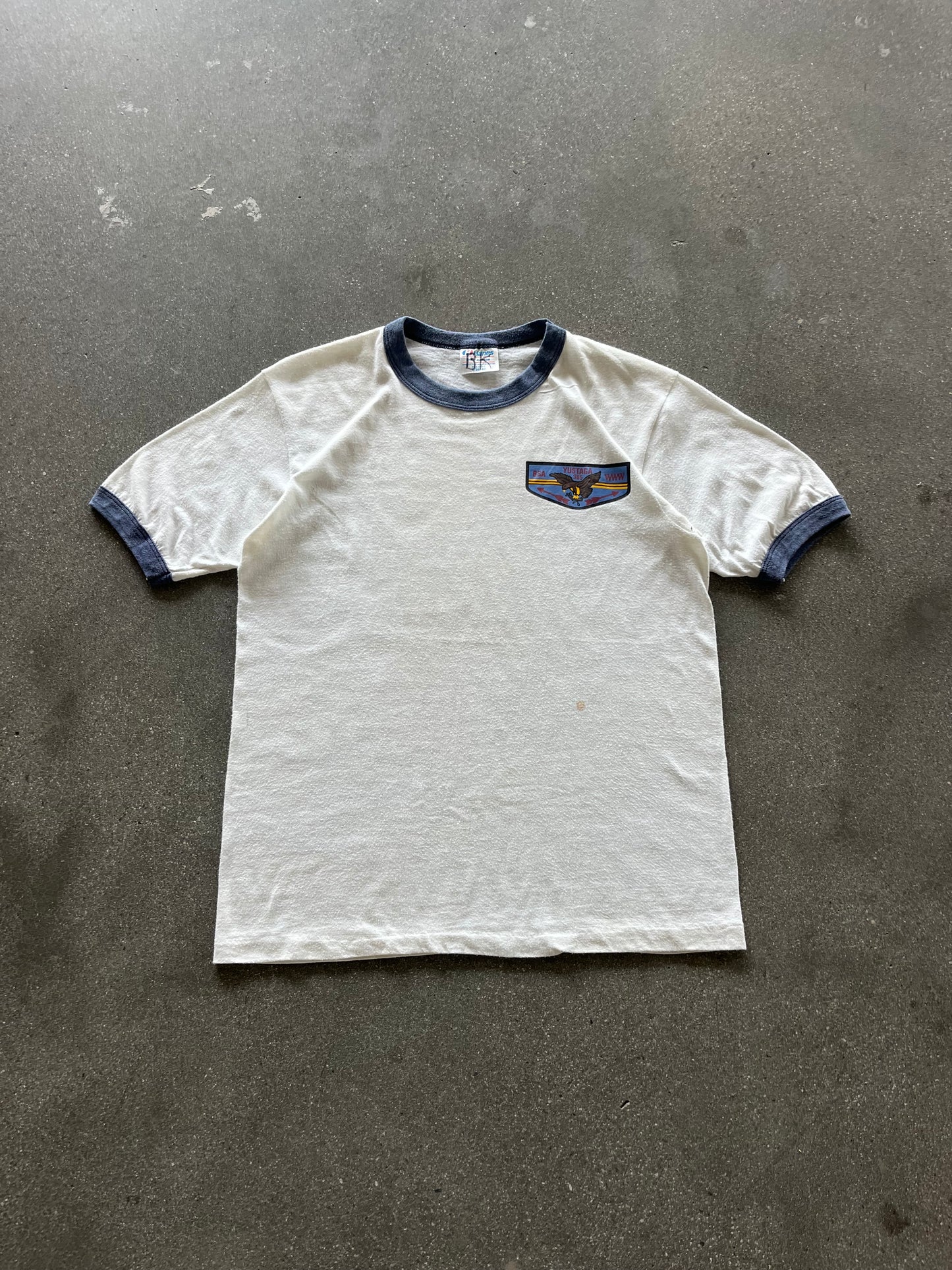 80’S “YUSTAGA” RINGER TEE - M
