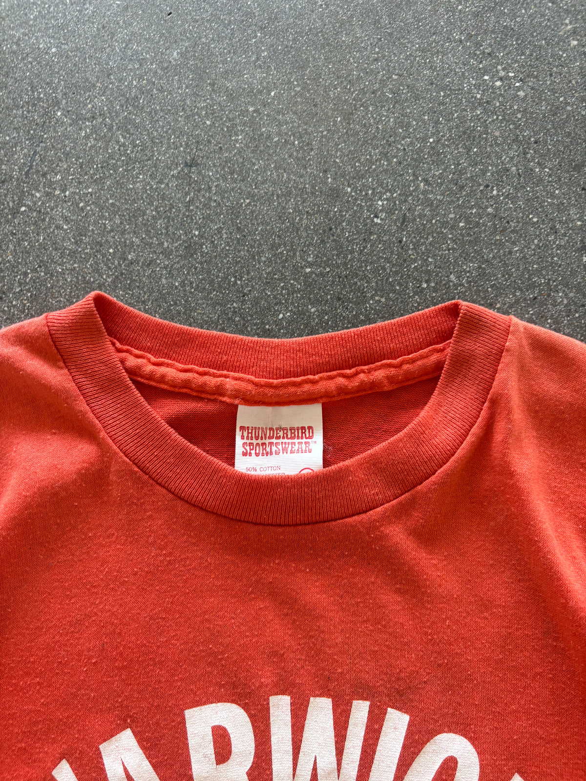 80’S ORANGE “WARWICK BASKETBALL” BABY TEE - S