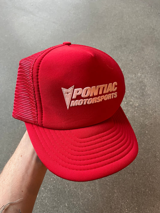90’S RED “PONTIAC MOTORSPORTS” TRUCKER - ONE SIZE