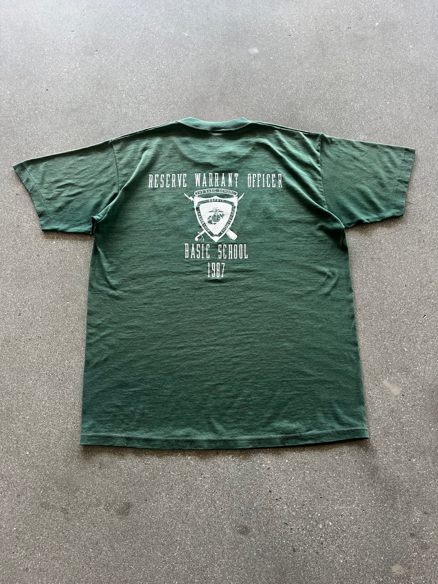 80’S FOREST GREEN “USMC” TEE - L