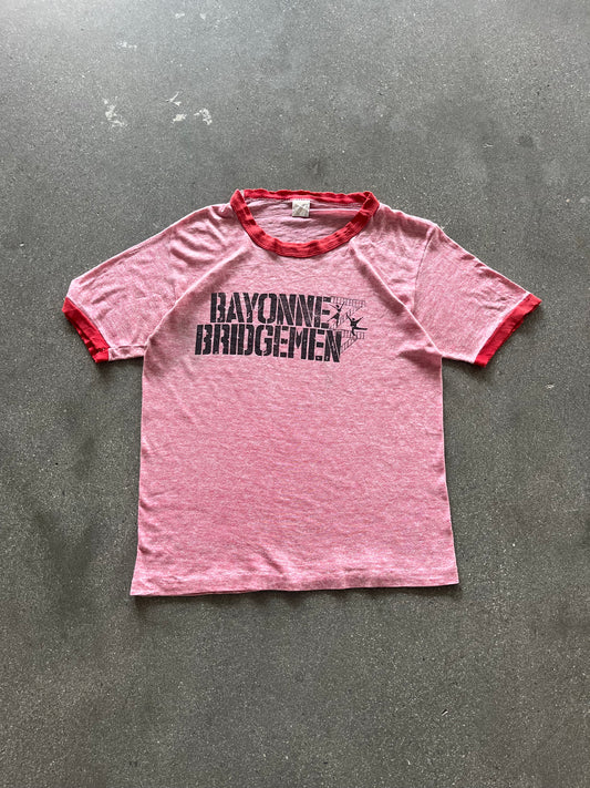 70’S SALMON “BAYONNE BRIDGEMEN” RINGER TEE - M