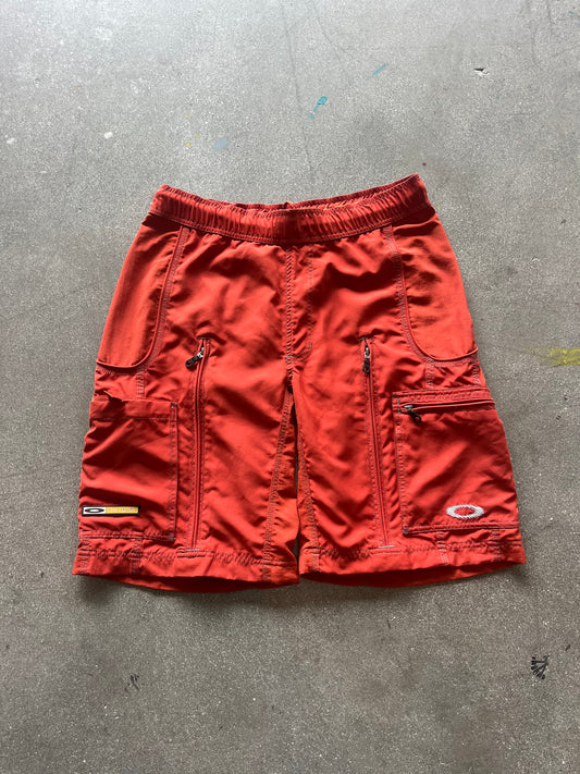90’S BLOOD ORANGE OAKLEY SOFTWARE TACTICAL SHORTS - L