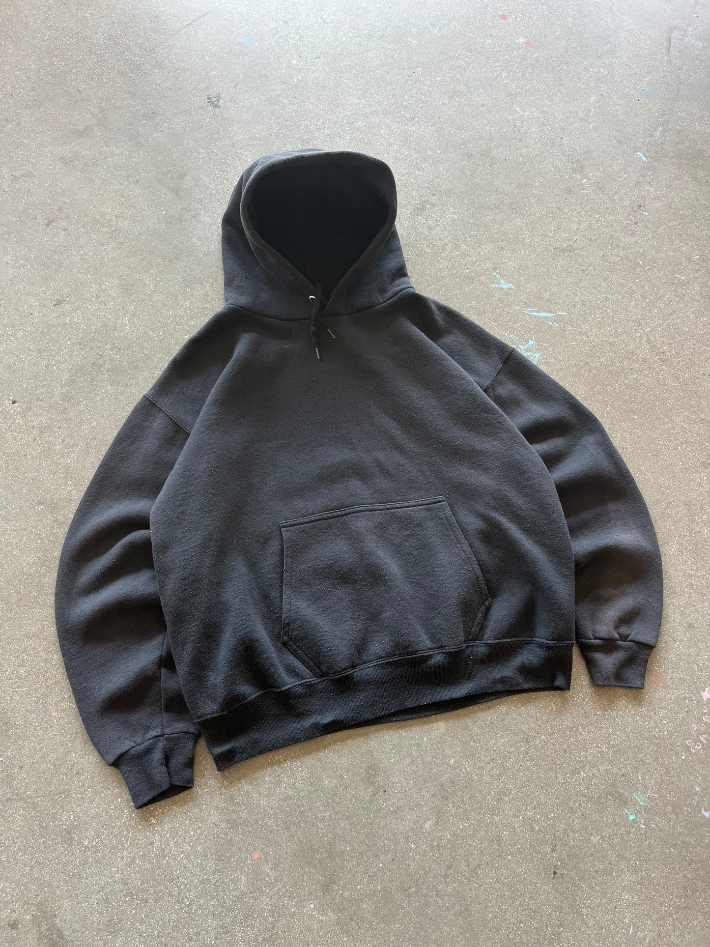90’S FADED BLACK BLANK HOODIE - BOXY M
