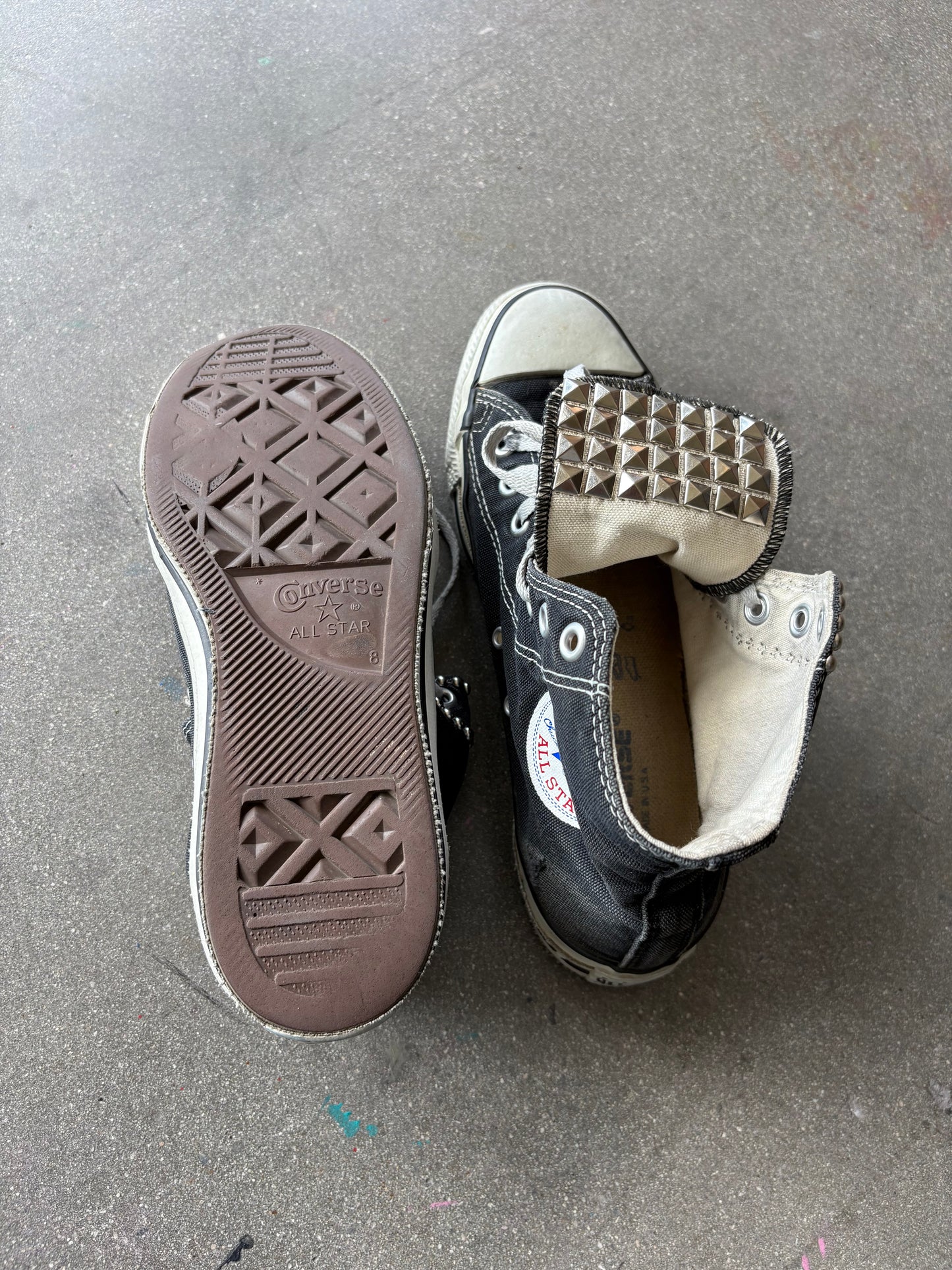 miUSA 90’S STUDDED FADED BLACK CONVERSE - 8 US MENS