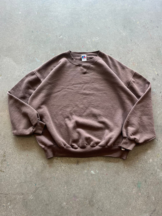 90’S CHOCOLATE BROWN RUSSELL CREWNECK - BOXY XL/XXL