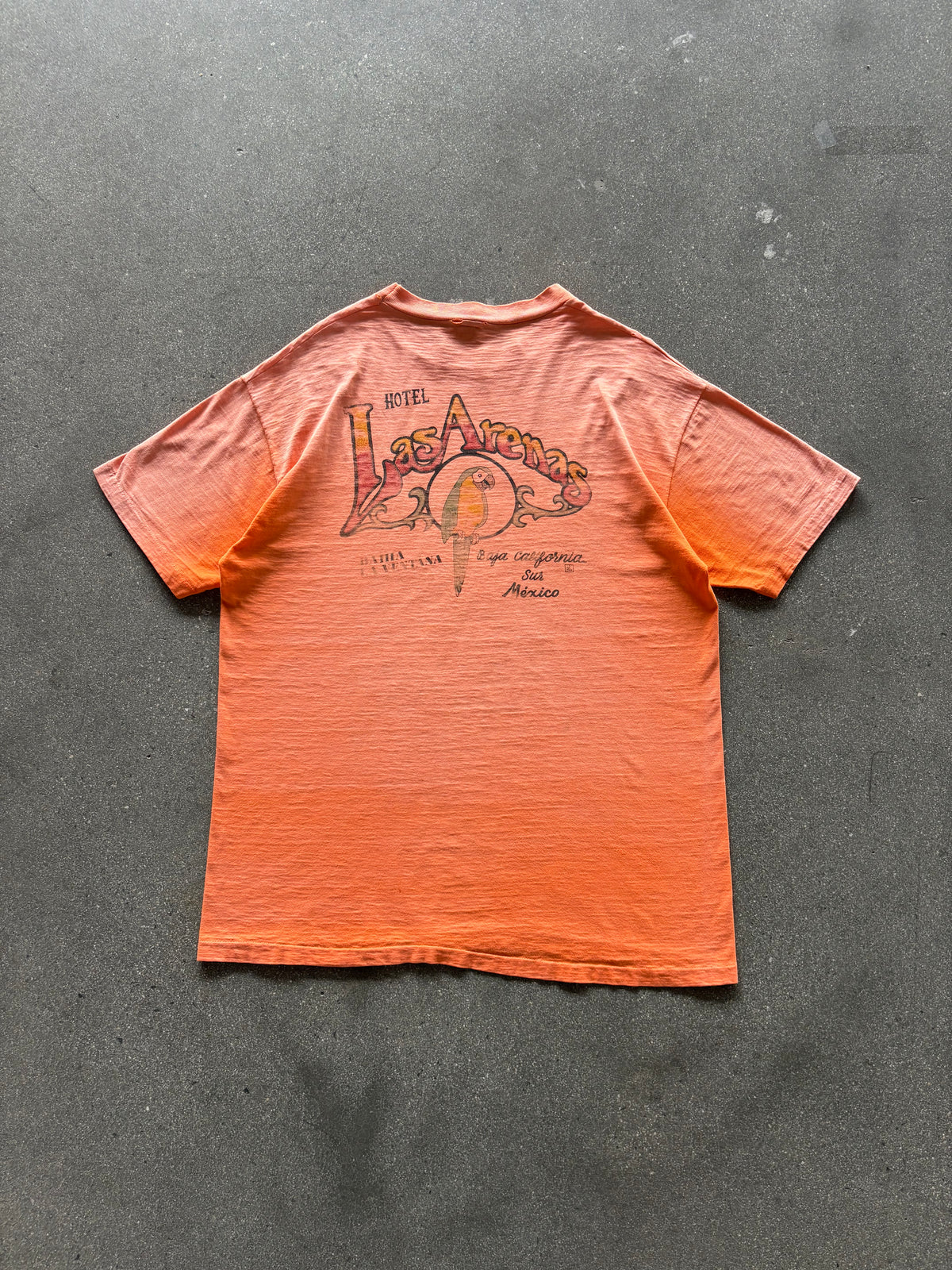 70’S HANES SUNFADED ORANGE “LAS ARENAS” HOTEL TEE - L/XL