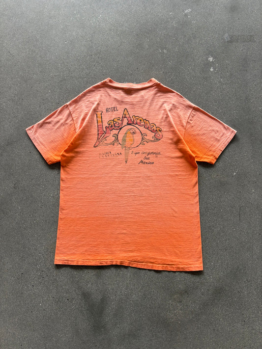 70’S HANES SUNFADED ORANGE “LAS ARENAS” HOTEL TEE - L/XL