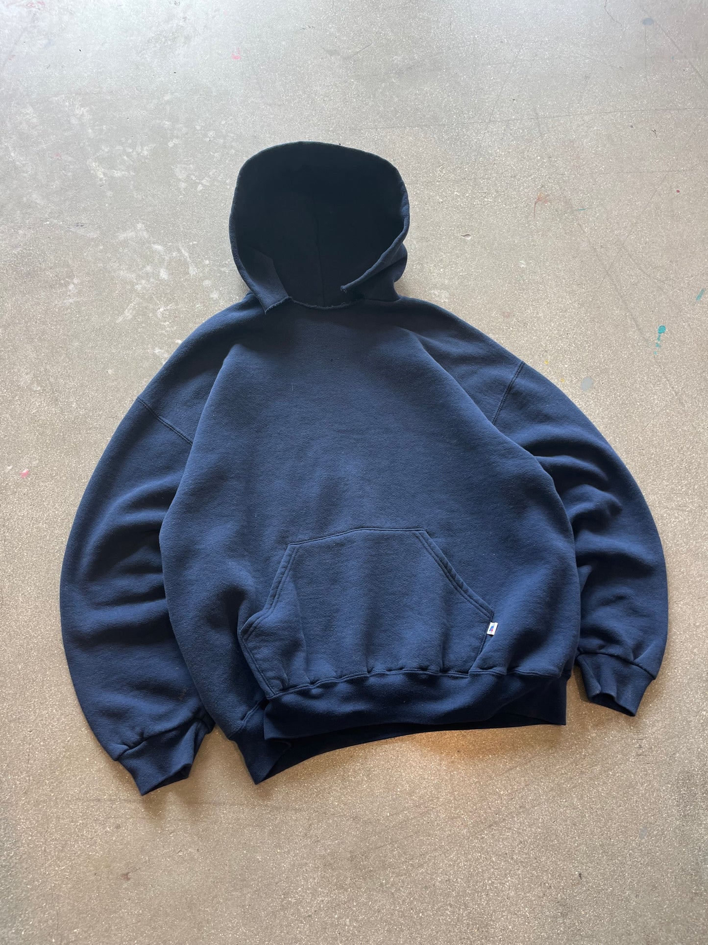 90’S NAVY BLUE RUSSELL ATHLETIC HOODIE - BOXY L/XL
