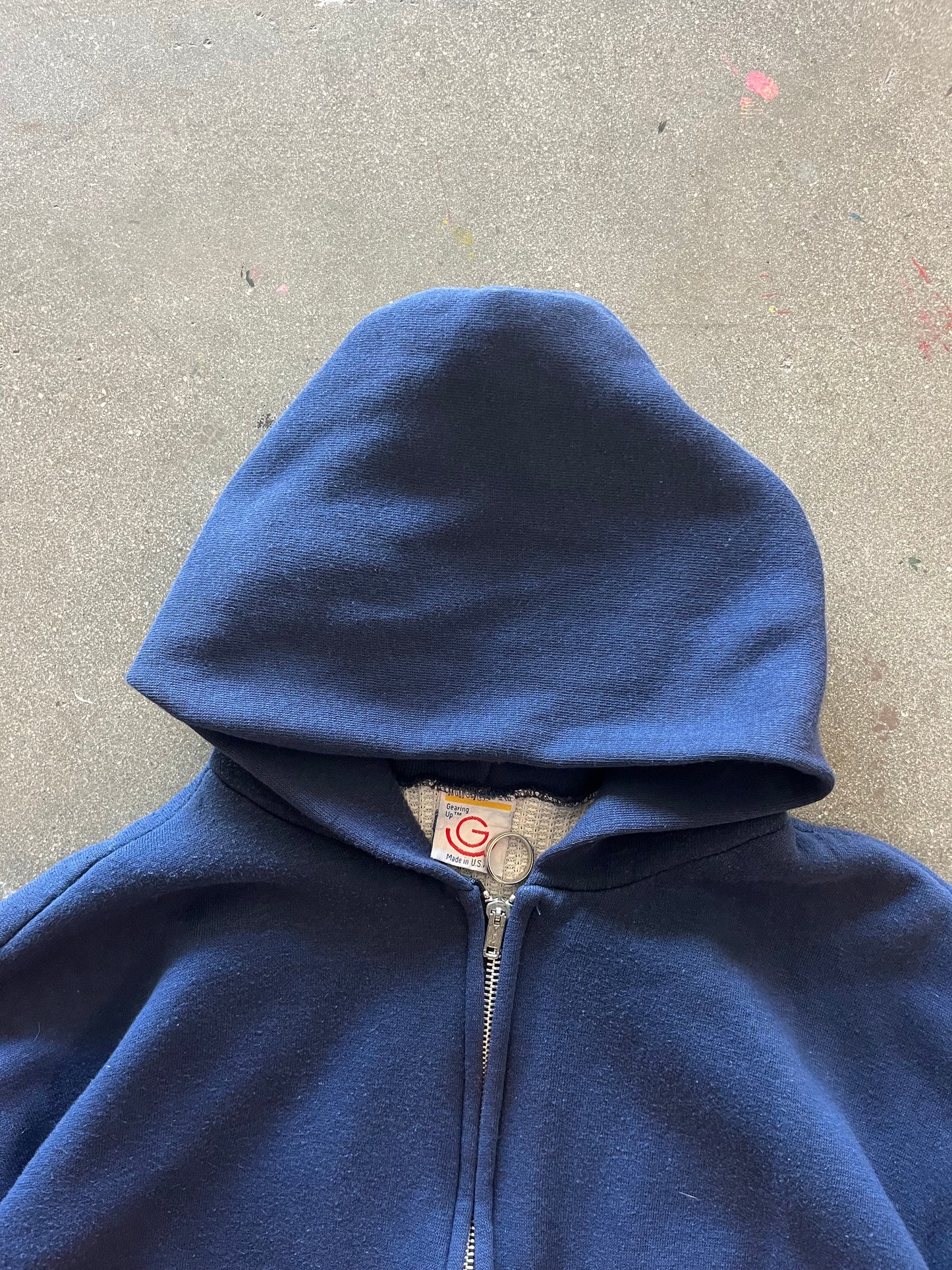 80’S NAVY THERMAL LINED ZIP UP HOODIE - BOXY L