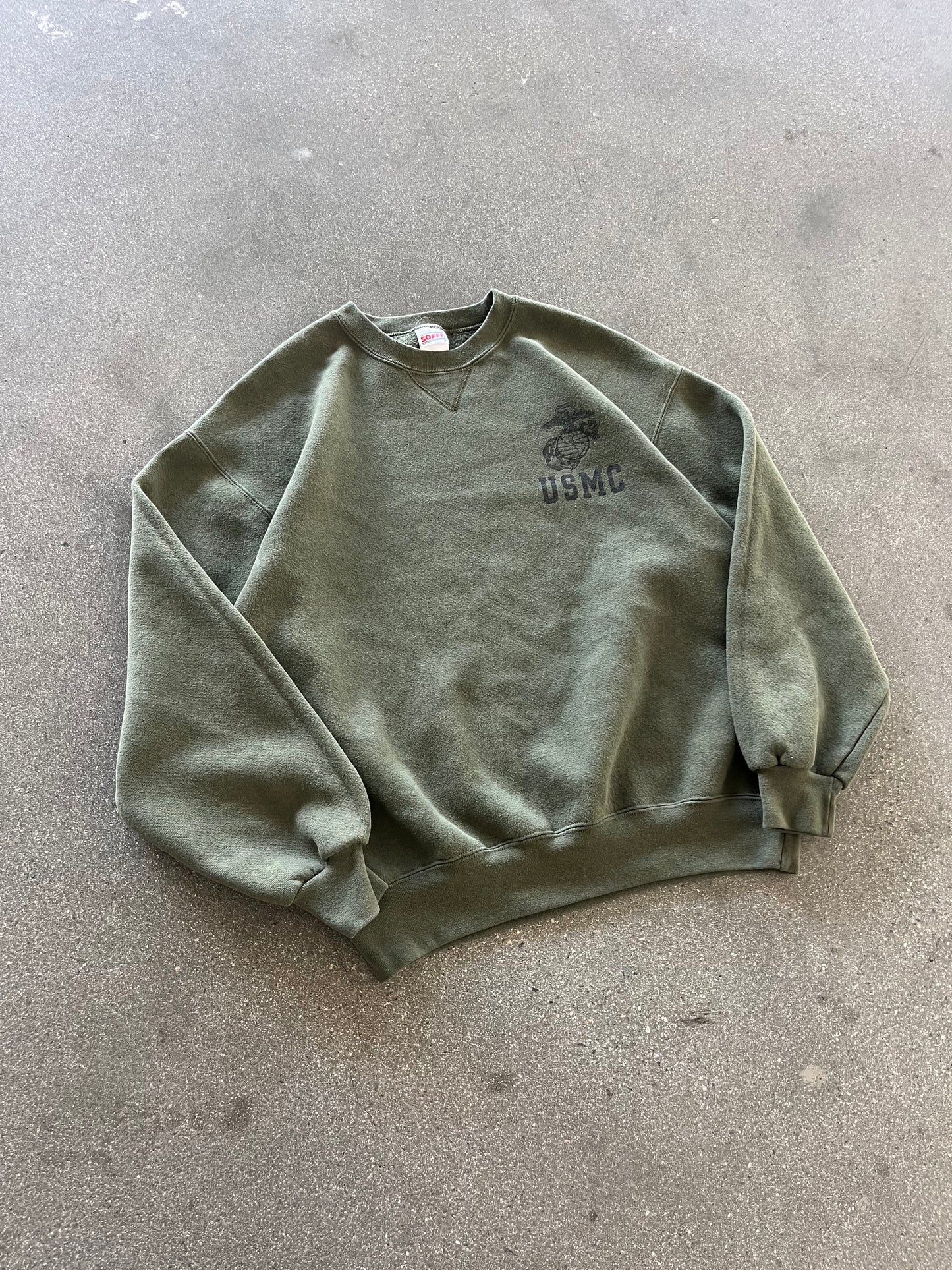 90’S OLIVE “USMC” CREWNECK - BOXY L