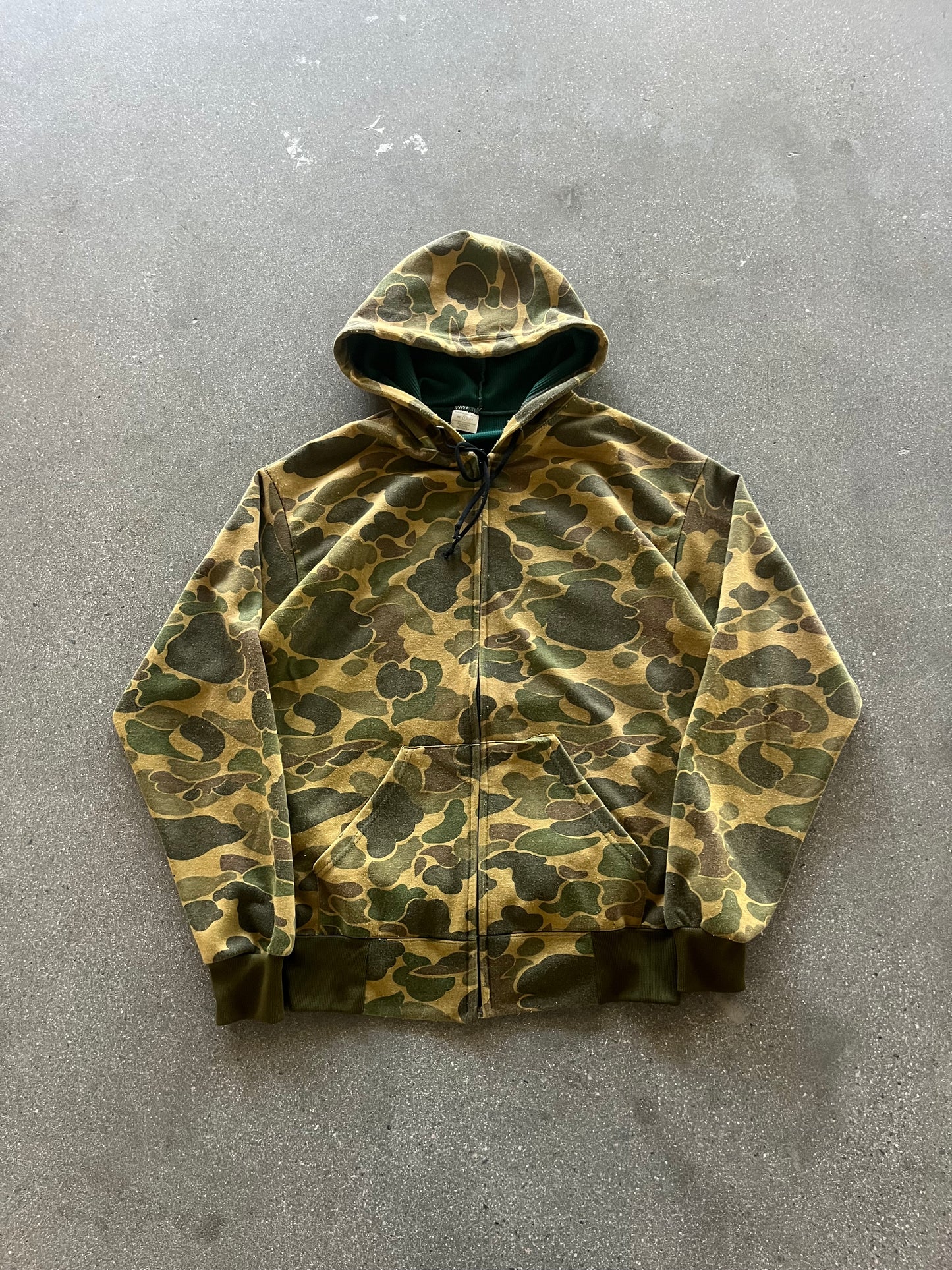 80’S THERMAL LINED CAMO ZIP UP HOODIE - M