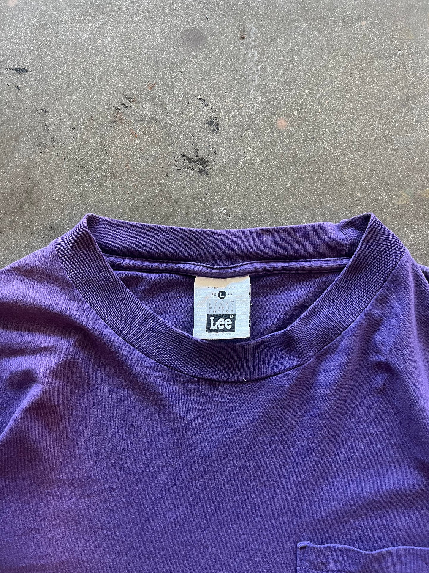 90’S SUNFADED GRAPE SELVEDGE POCKET TEE - L/XL