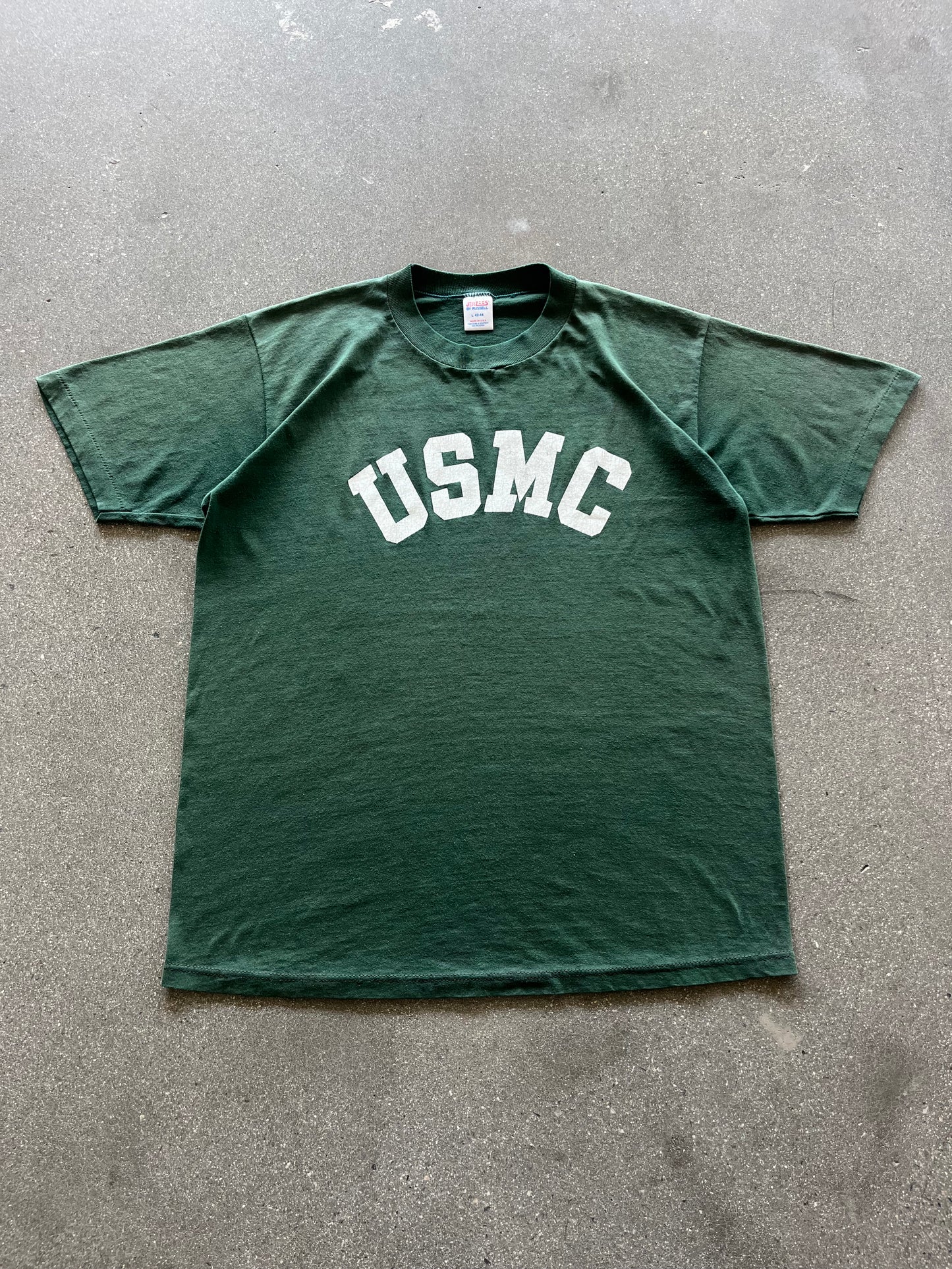 80’S FOREST GREEN “USMC” TEE - L