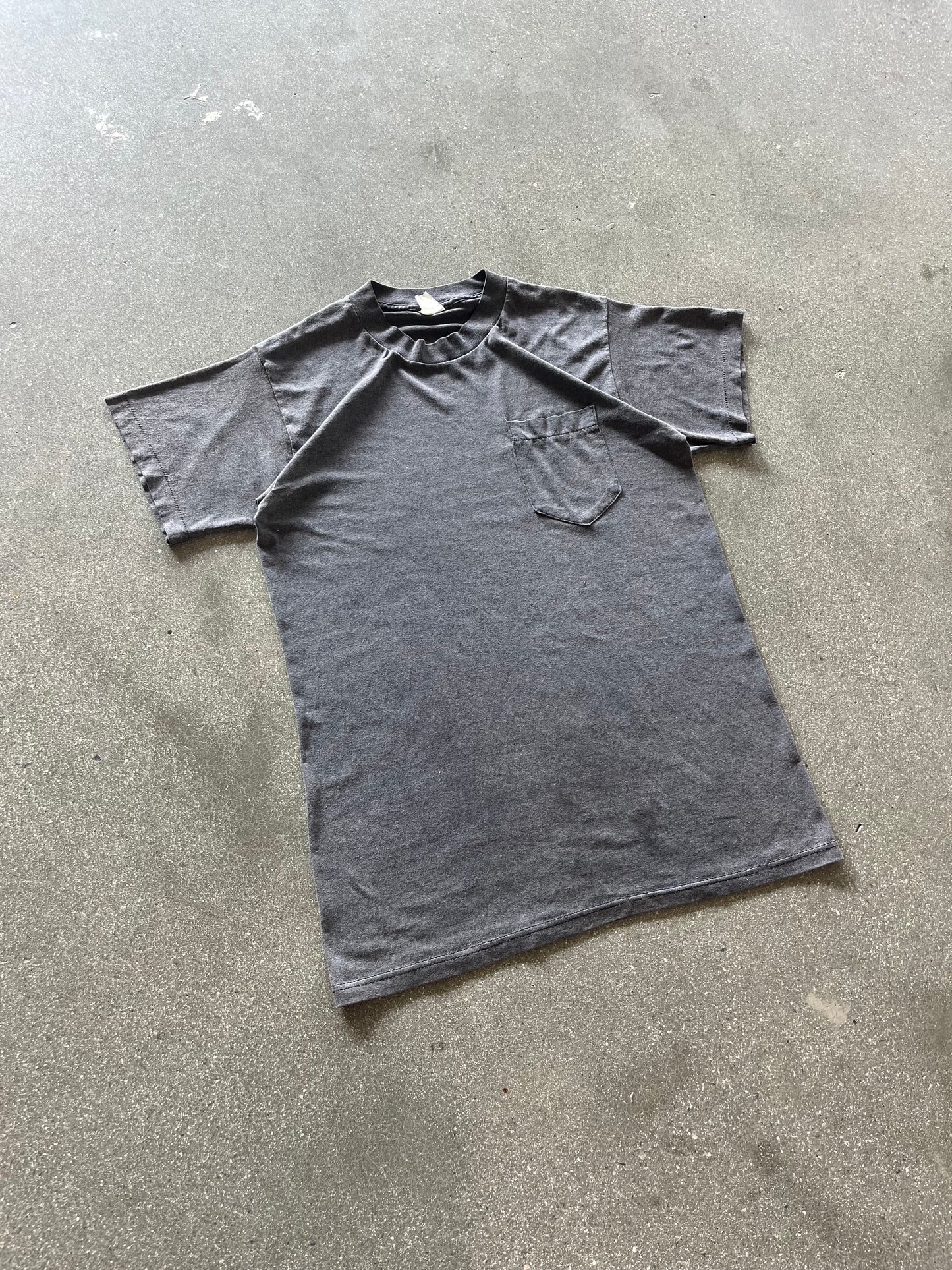 80’S CHARCOAL SELVEDGE POCKET TEE - S/M