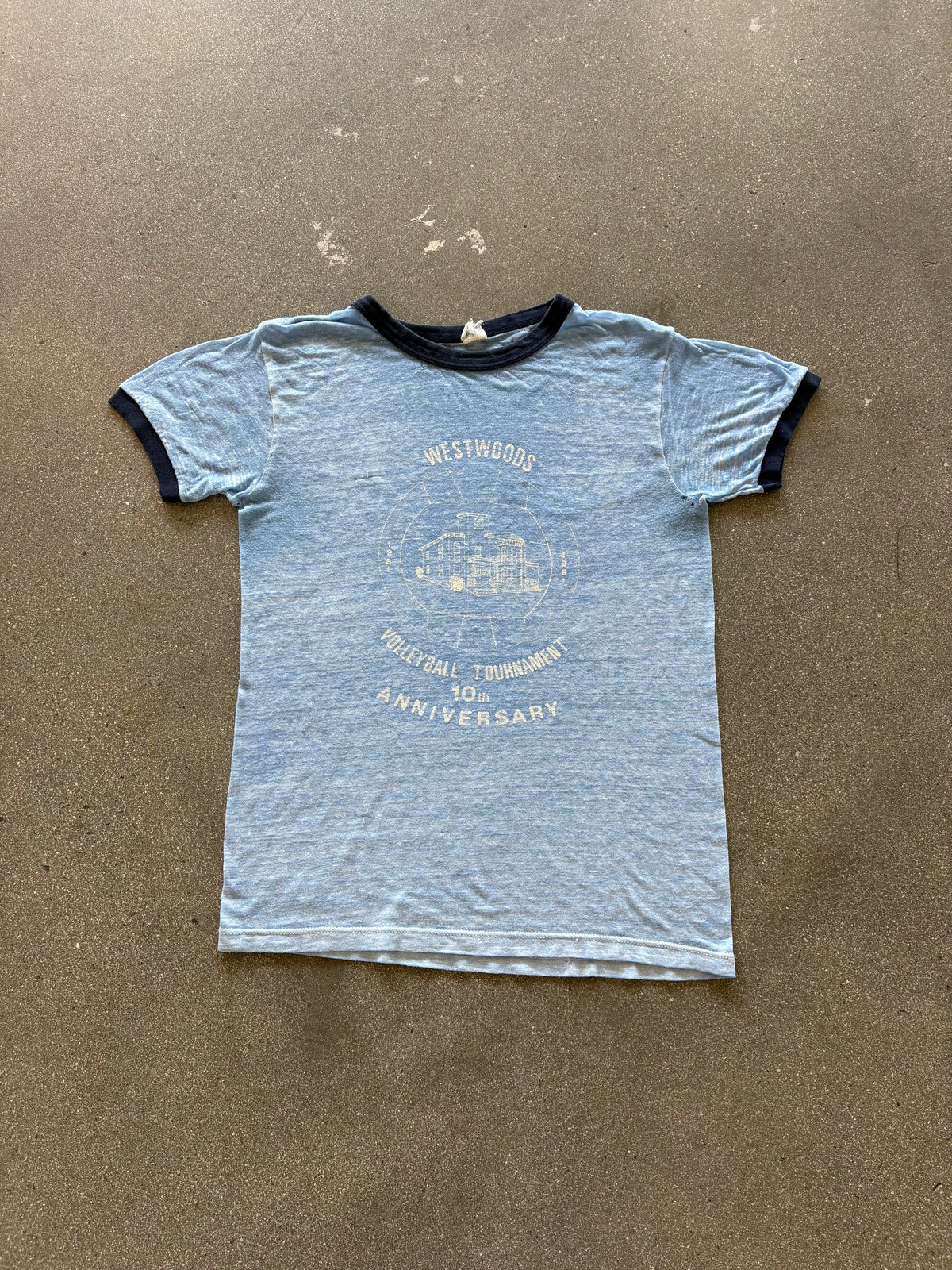 80'S PAPER THIN "WESTWOOD VOLLEYBALL" RINGER TEE - S/M