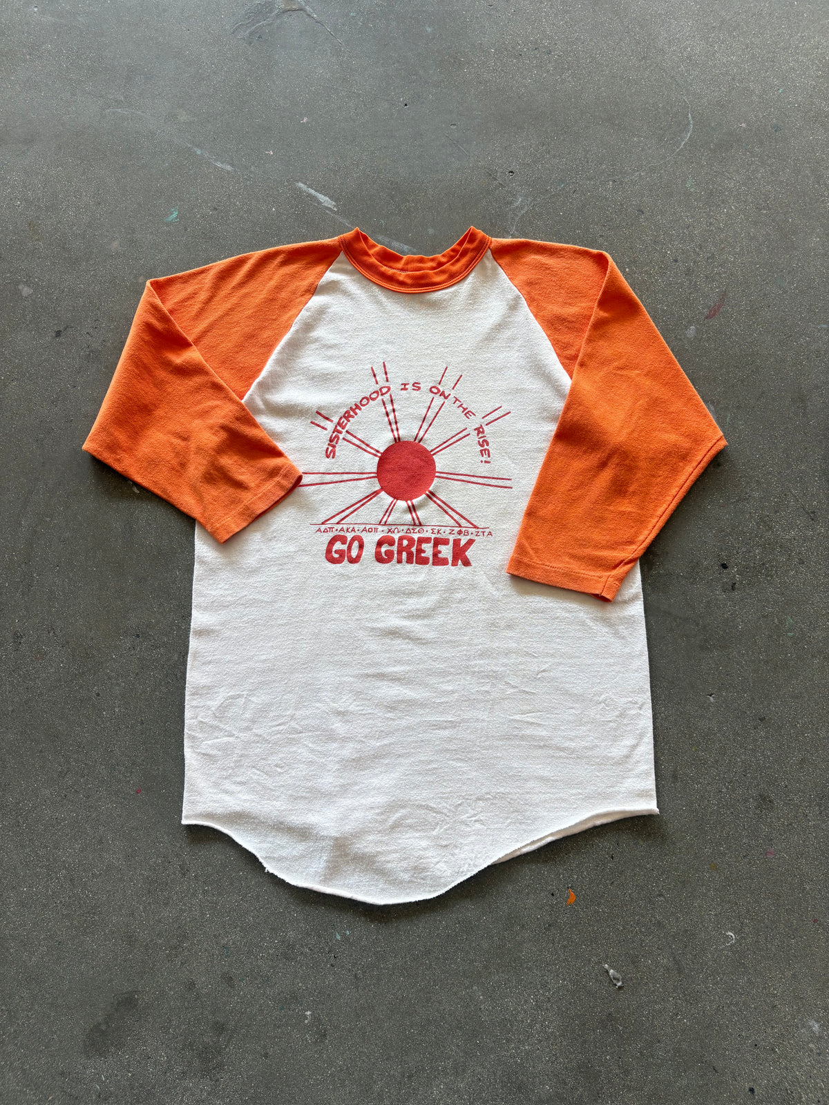 70'S RUSSELL "GO GREEK" 3/4 BASEBALL TEE - M