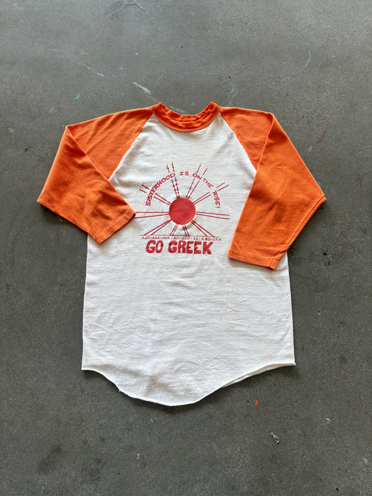 70'S RUSSELL "GO GREEK" 3/4 BASEBALL TEE - M