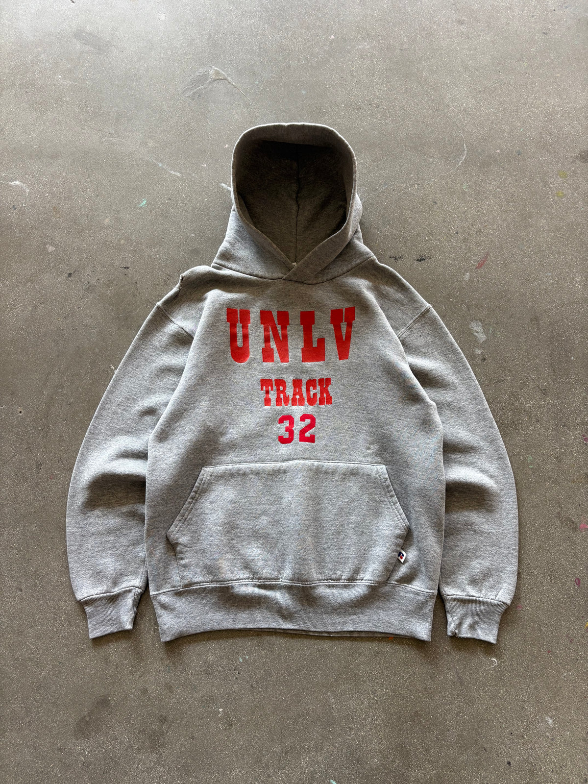 90'S HEATHER GRAY "UNLV TRACK" RUSSELL HOODIE - M