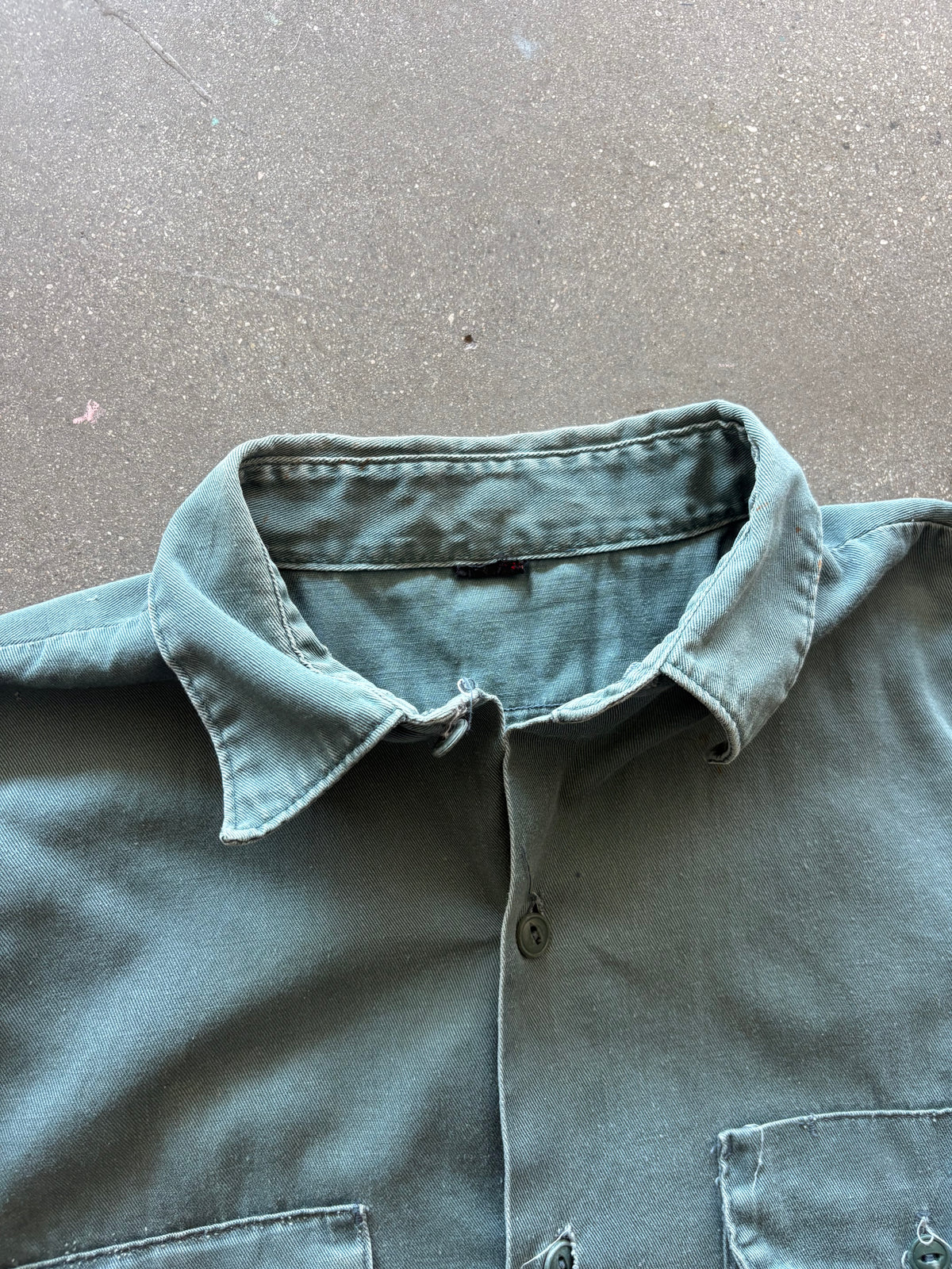 80'S SUNFADED MOSS GREEN COTTON BUTTON UP - M/L
