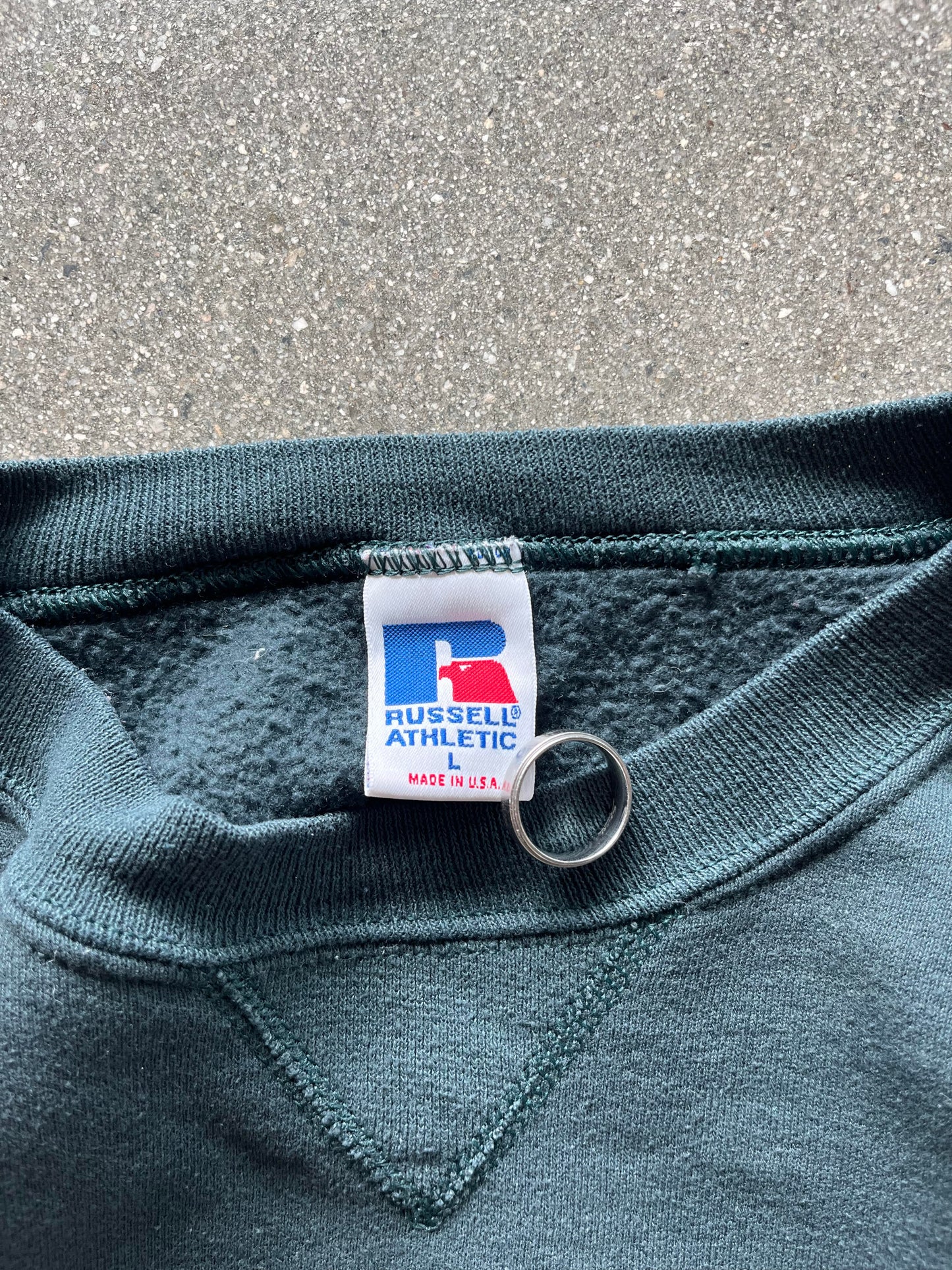 90'S FOREST GREEN BLANK RUSSELL CREWNECK - BOXY L