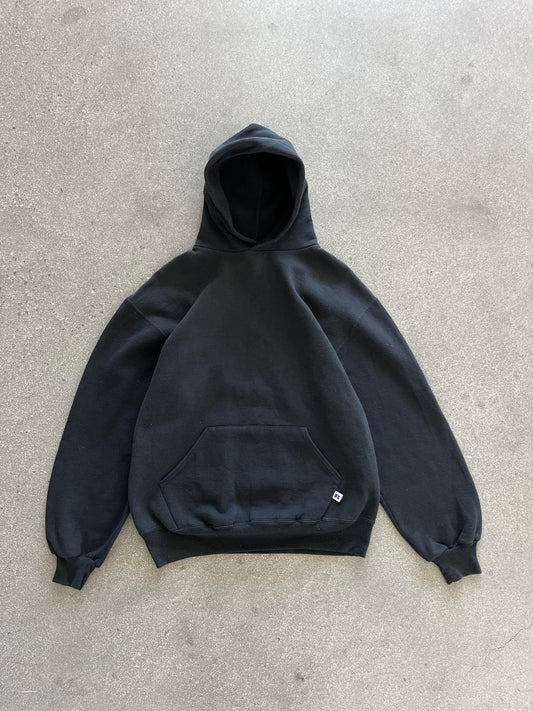 90'S FADED BLACK RUSSELL ATHLETIC HOODIE - BOXY L