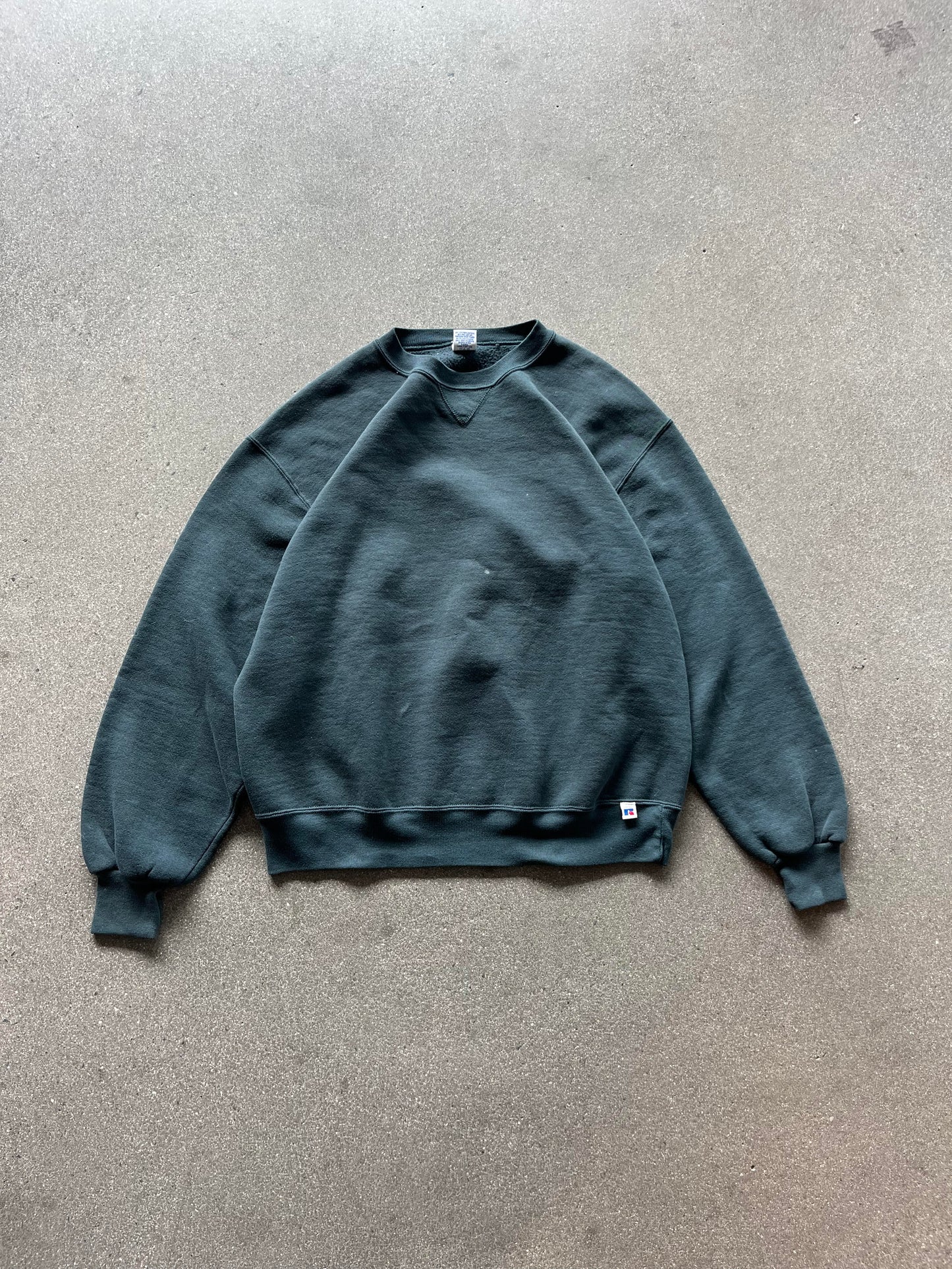 90'S FOREST GREEN BLANK RUSSELL CREWNECK - BOXY L